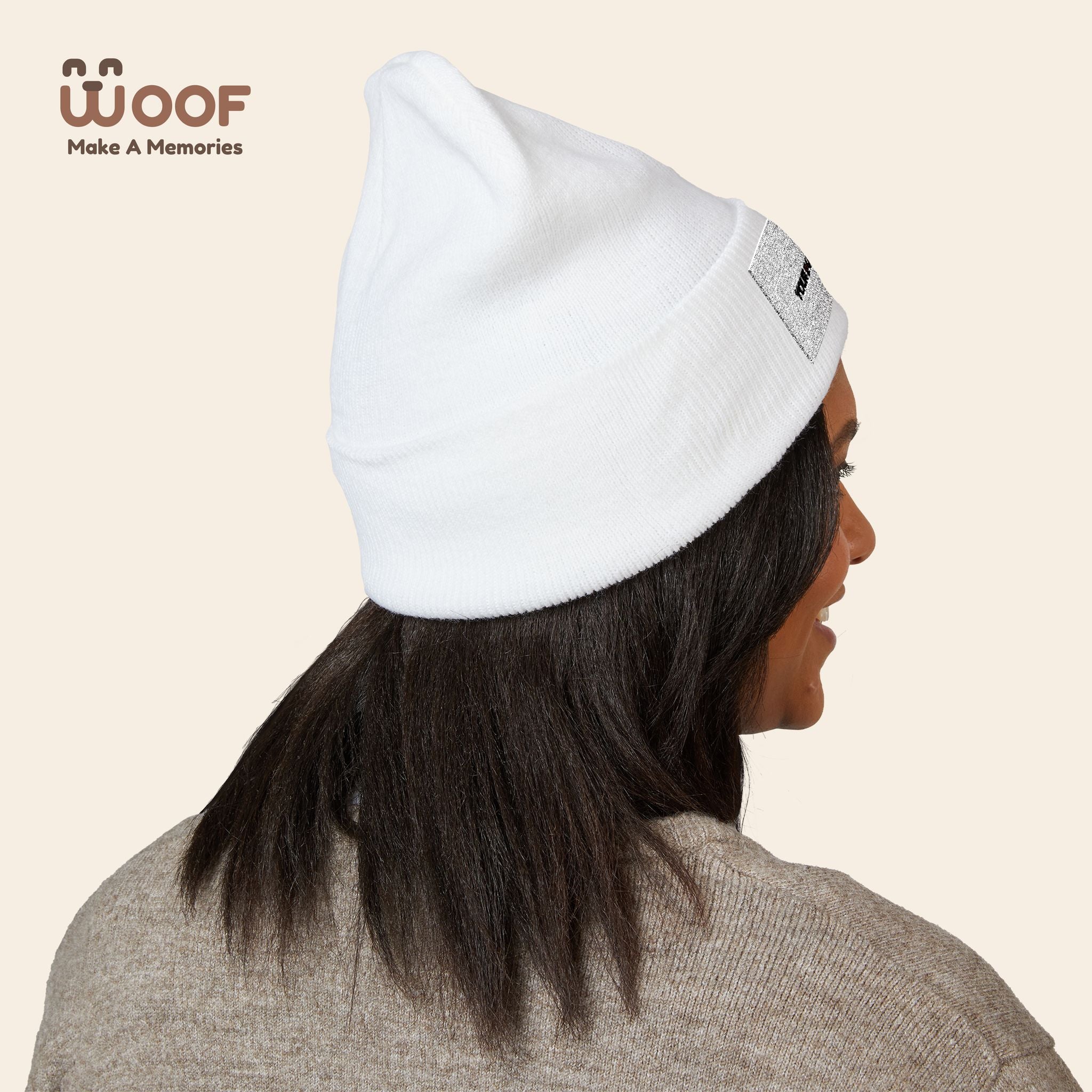 Classic Cuffed Beanie with 'Woof' Embroidery - Perfect for Dog Lovers, Winter Wear, Gift for Pet Owners, Cozy Accessory, Everyday Style