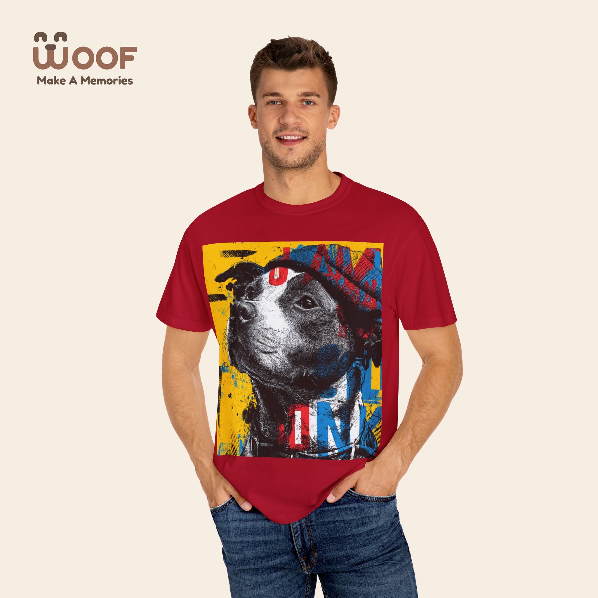 Vibrant Dog Art T-Shirt | Unisex Garment-Dyed Tee for Animal Lovers, Pet Enthusiasts, Gift for Dog Owners, Cute Pet Apparel, Summer Fashion