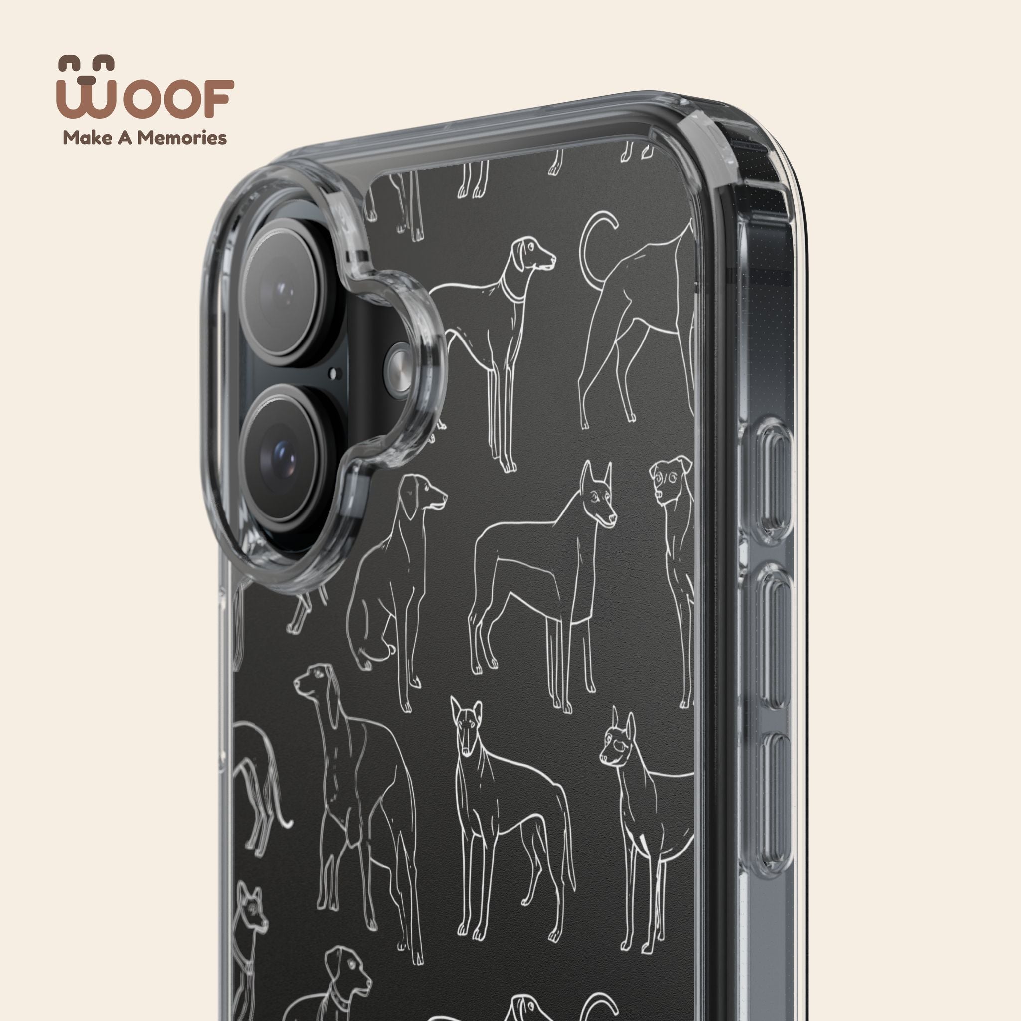 Stylish Dog Print Clear Phone Case, Pet Lover Gift, Customizable Clear Cases, Dog Owner Accessories, Cute Phone Covers