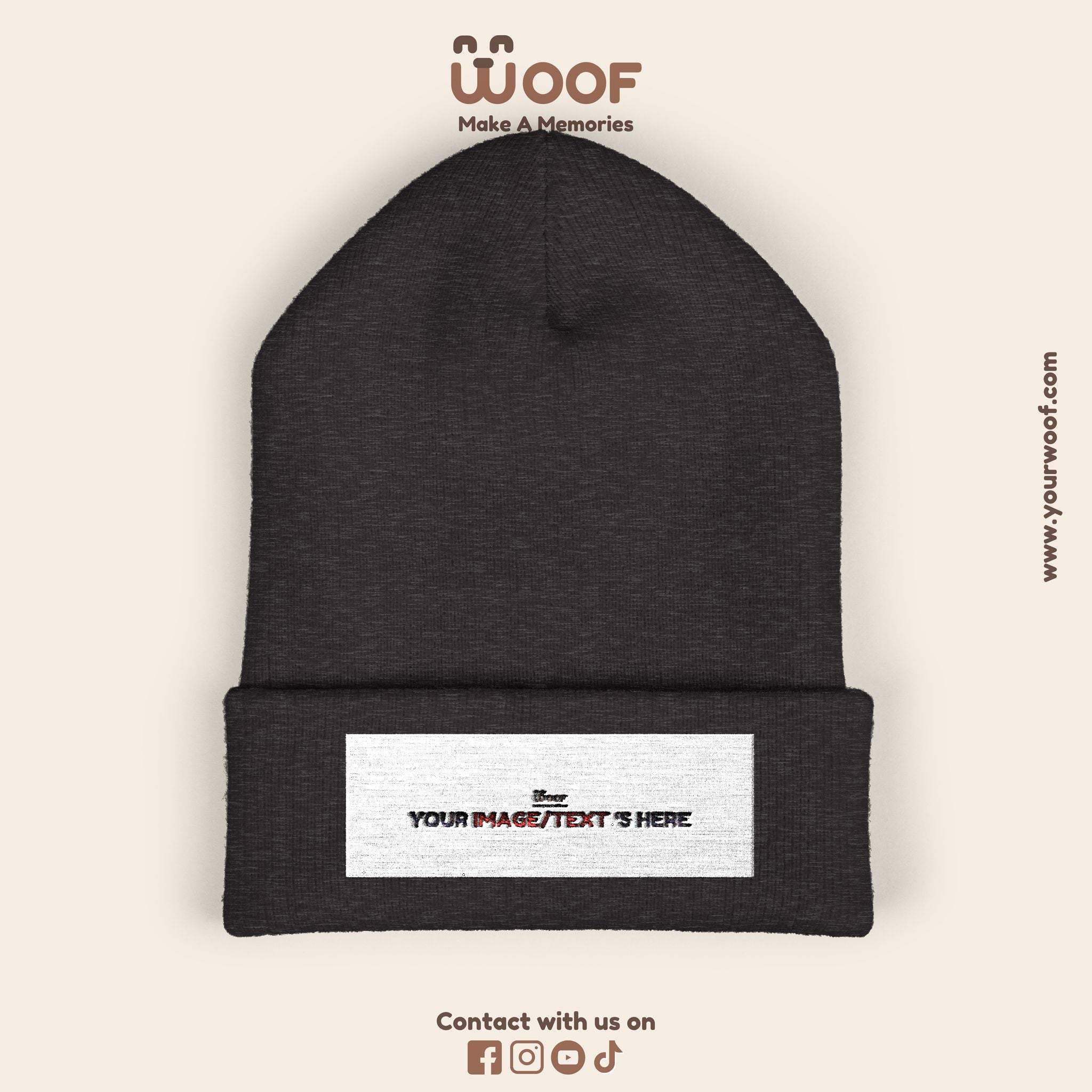 Classic Cuffed Beanie with 'Woof' Embroidery - Perfect for Dog Lovers, Winter Wear, Gift for Pet Owners, Cozy Accessory, Everyday Style