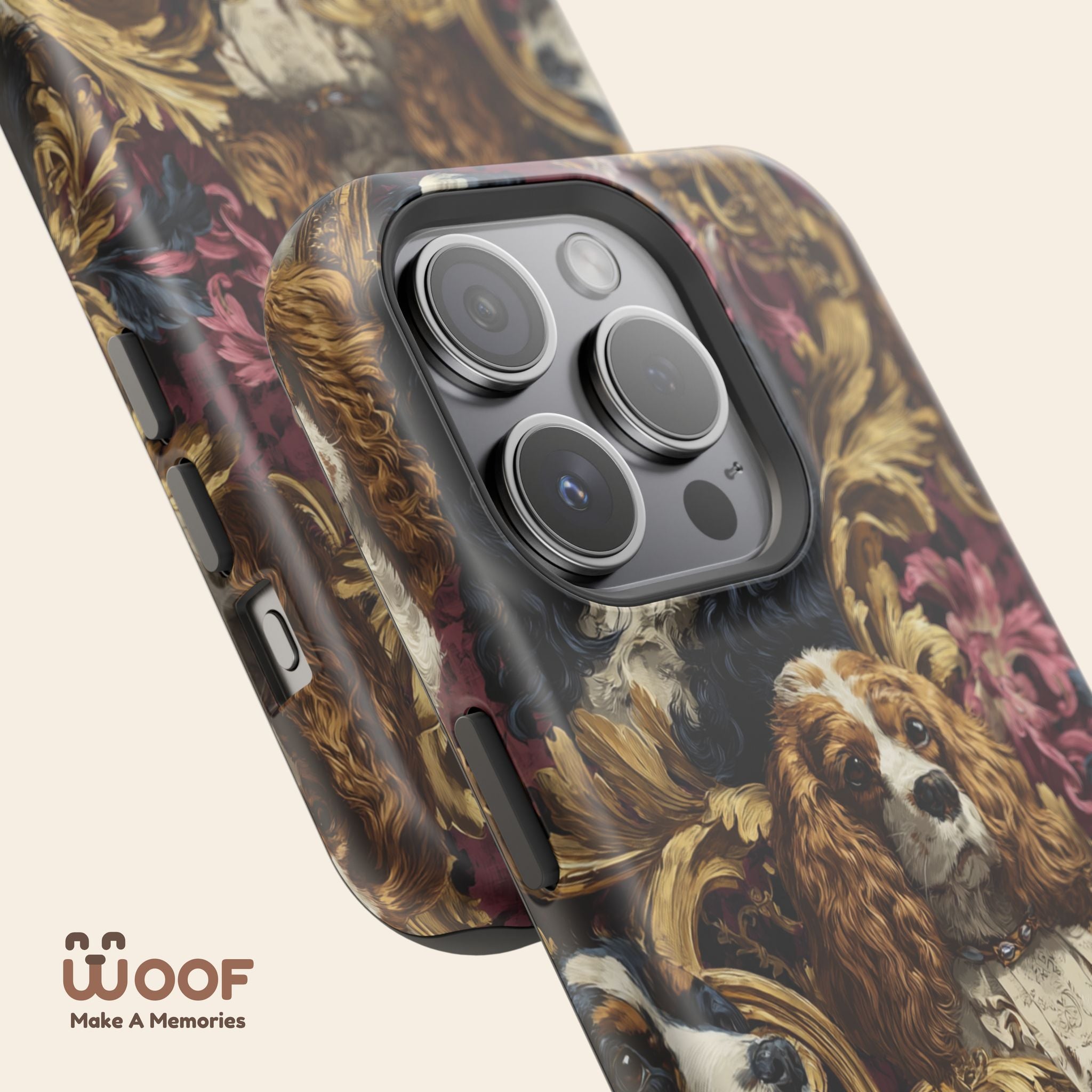 Elegant Pet Portrait Phone Case – Floral Design, Dog Lover Gift, Durable Phone Cover, Unique Art Case, Stylish Accessory
