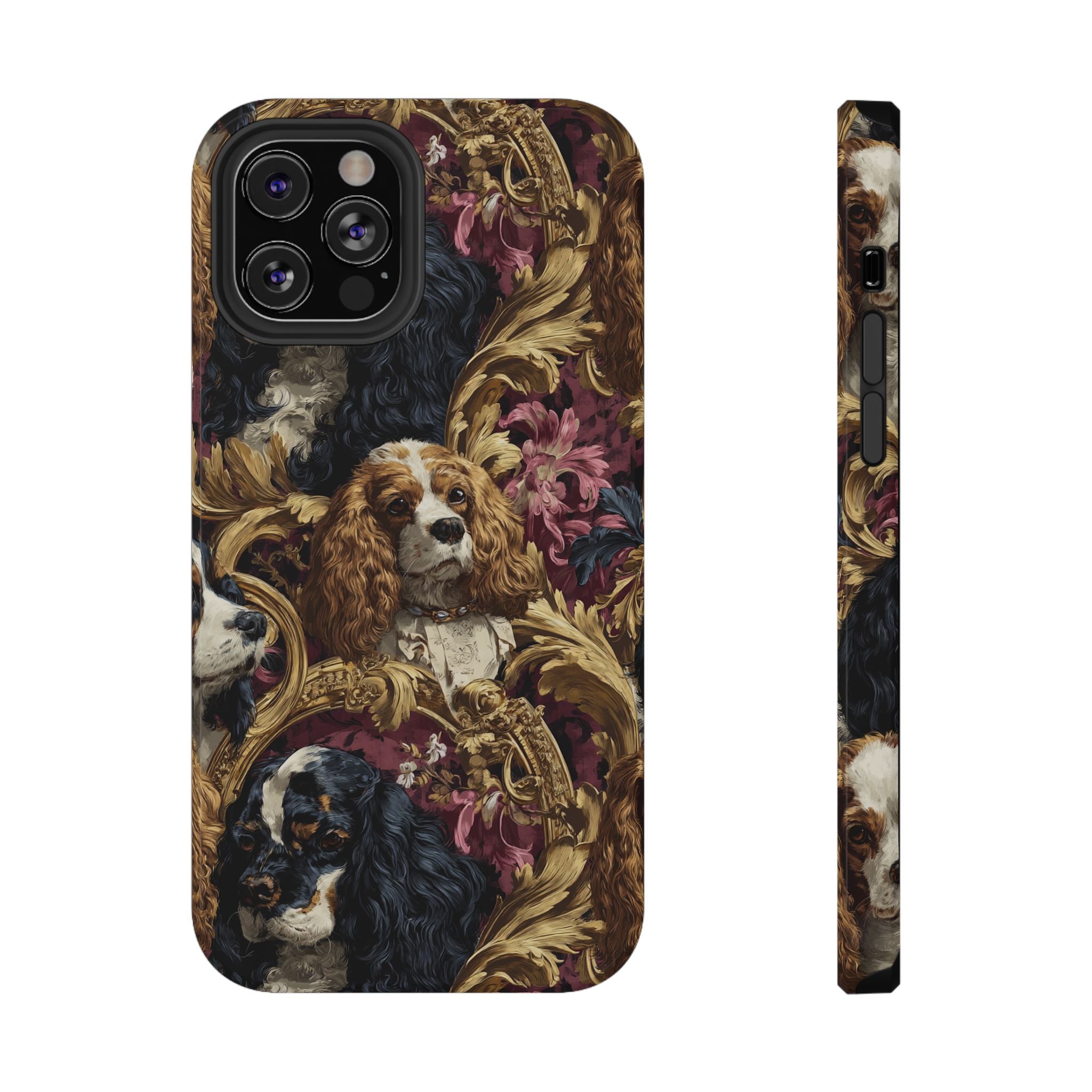 Elegant Pet Portrait Phone Case – Floral Design, Dog Lover Gift, Durable Phone Cover, Unique Art Case, Stylish Accessory