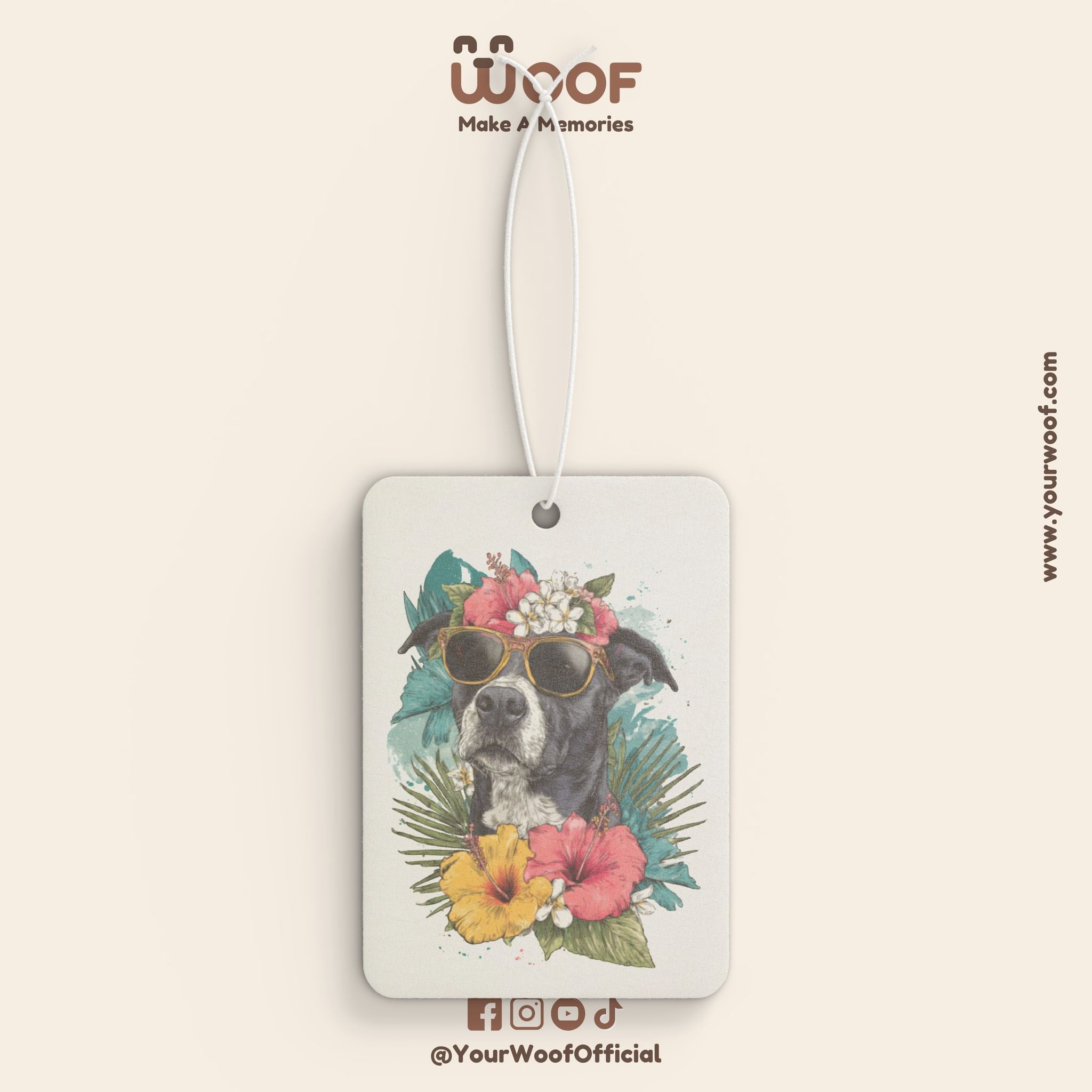 Tropical Dog Car Air Freshener - Floral Design