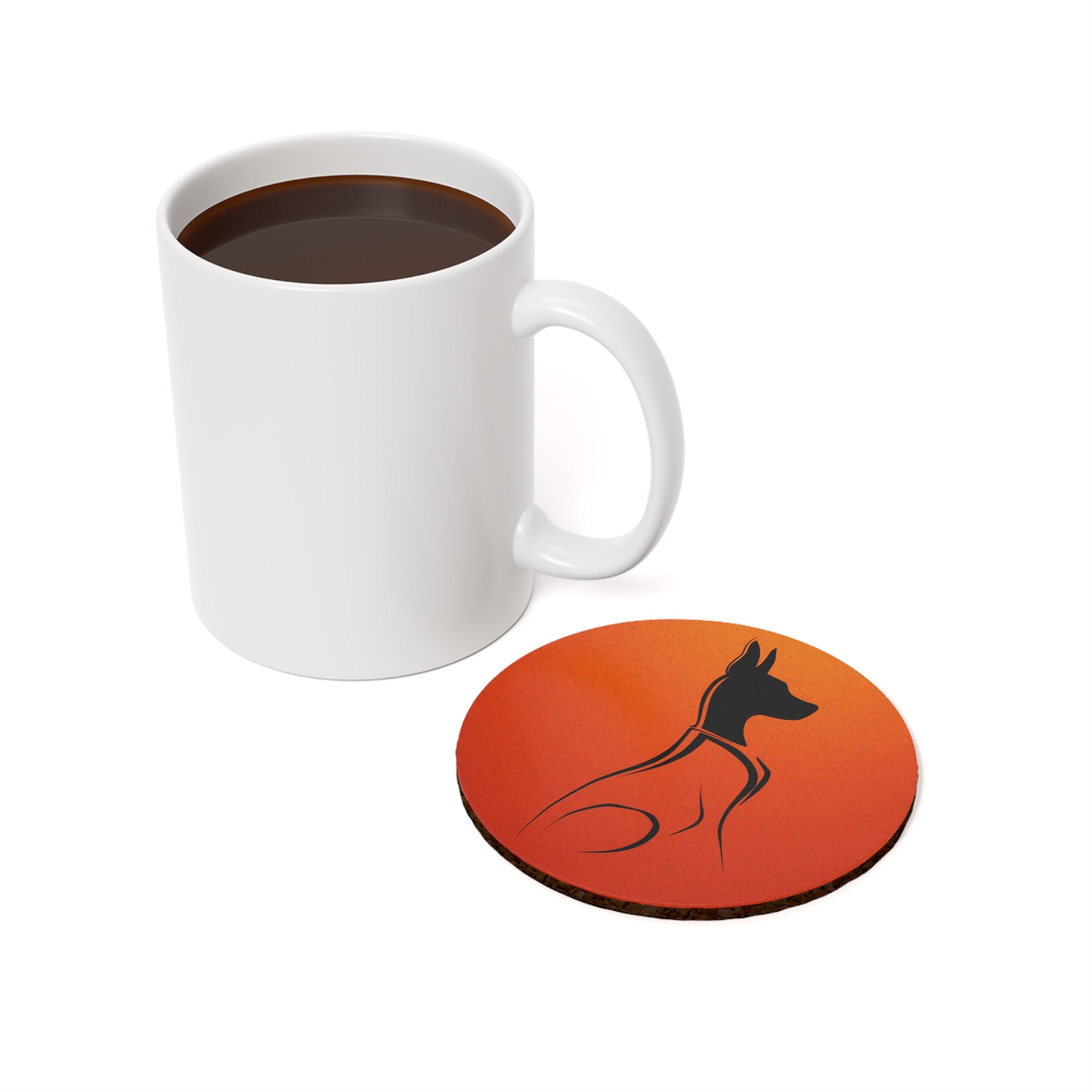 Dog Silhouette Cork Coaster | Stylish Pet Lover Gift | Home Decor | Animal Lover Coaster | Birthday Gift | Dog Owner Gift