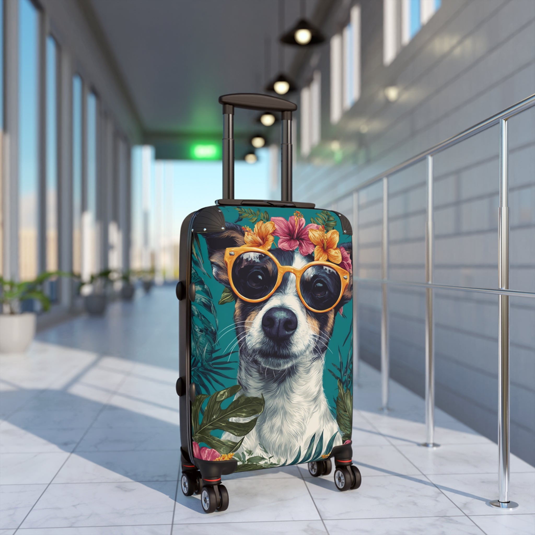 Tropical Dog Luggage Suitcase - Stylish Carry-On with Fun Pet Design