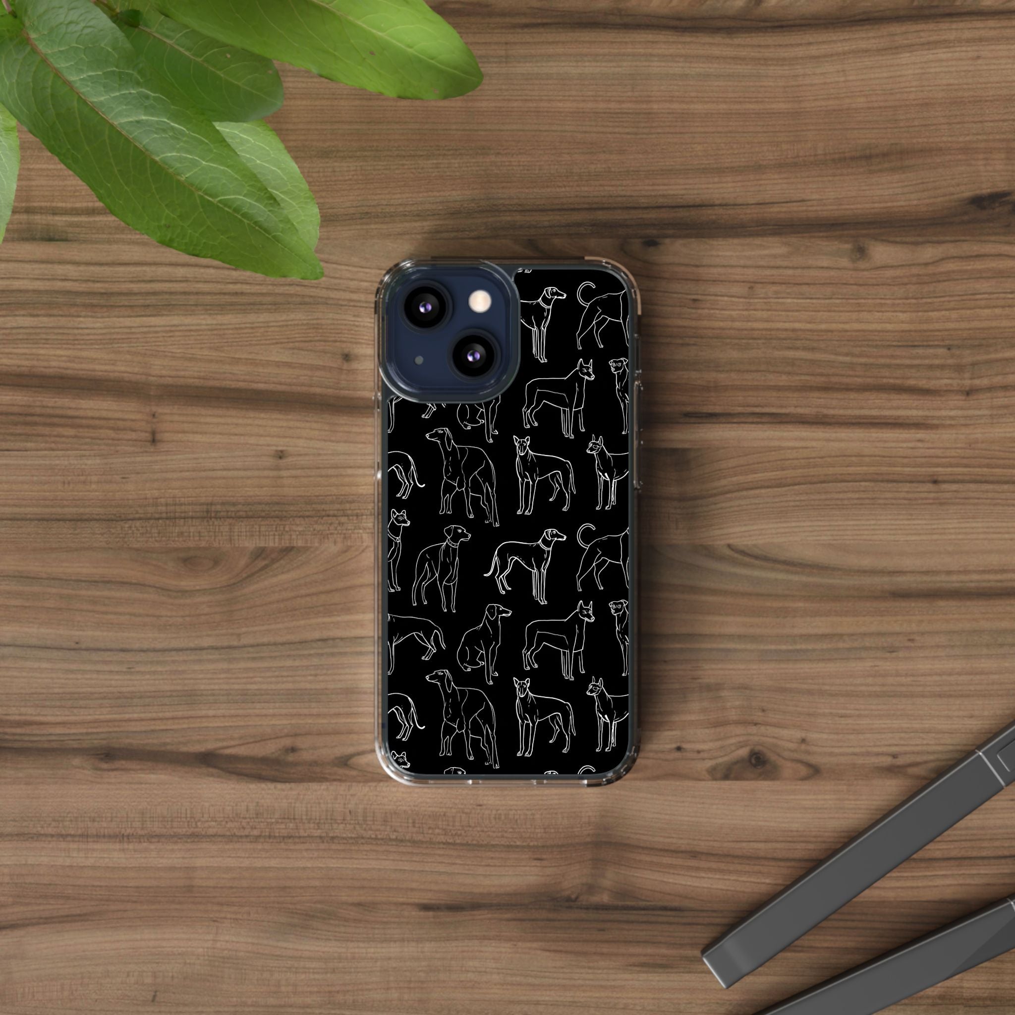 Stylish Dog Print Clear Phone Case, Pet Lover Gift, Customizable Clear Cases, Dog Owner Accessories, Cute Phone Covers