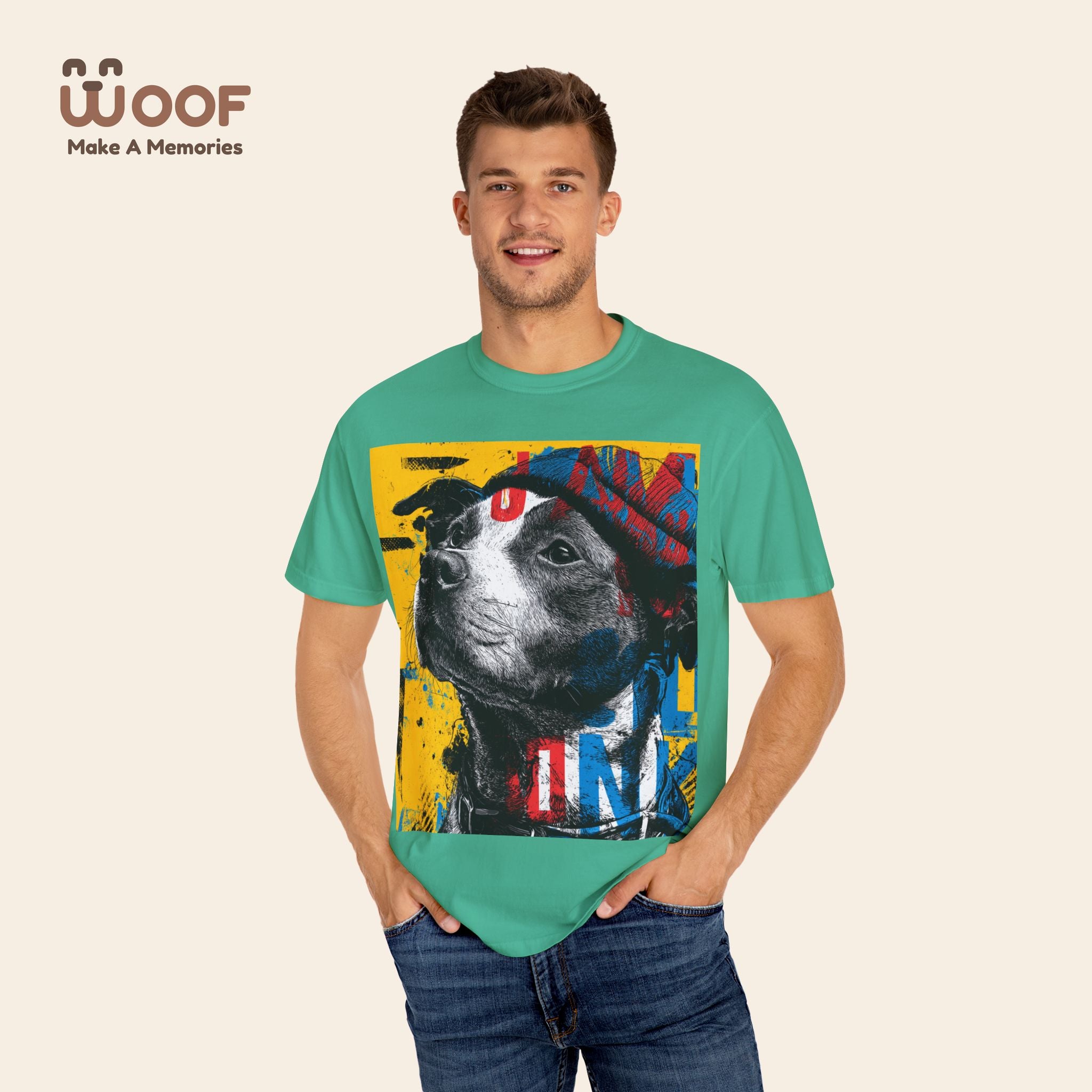 Vibrant Dog Art T-Shirt | Unisex Garment-Dyed Tee for Animal Lovers, Pet Enthusiasts, Gift for Dog Owners, Cute Pet Apparel, Summer Fashion