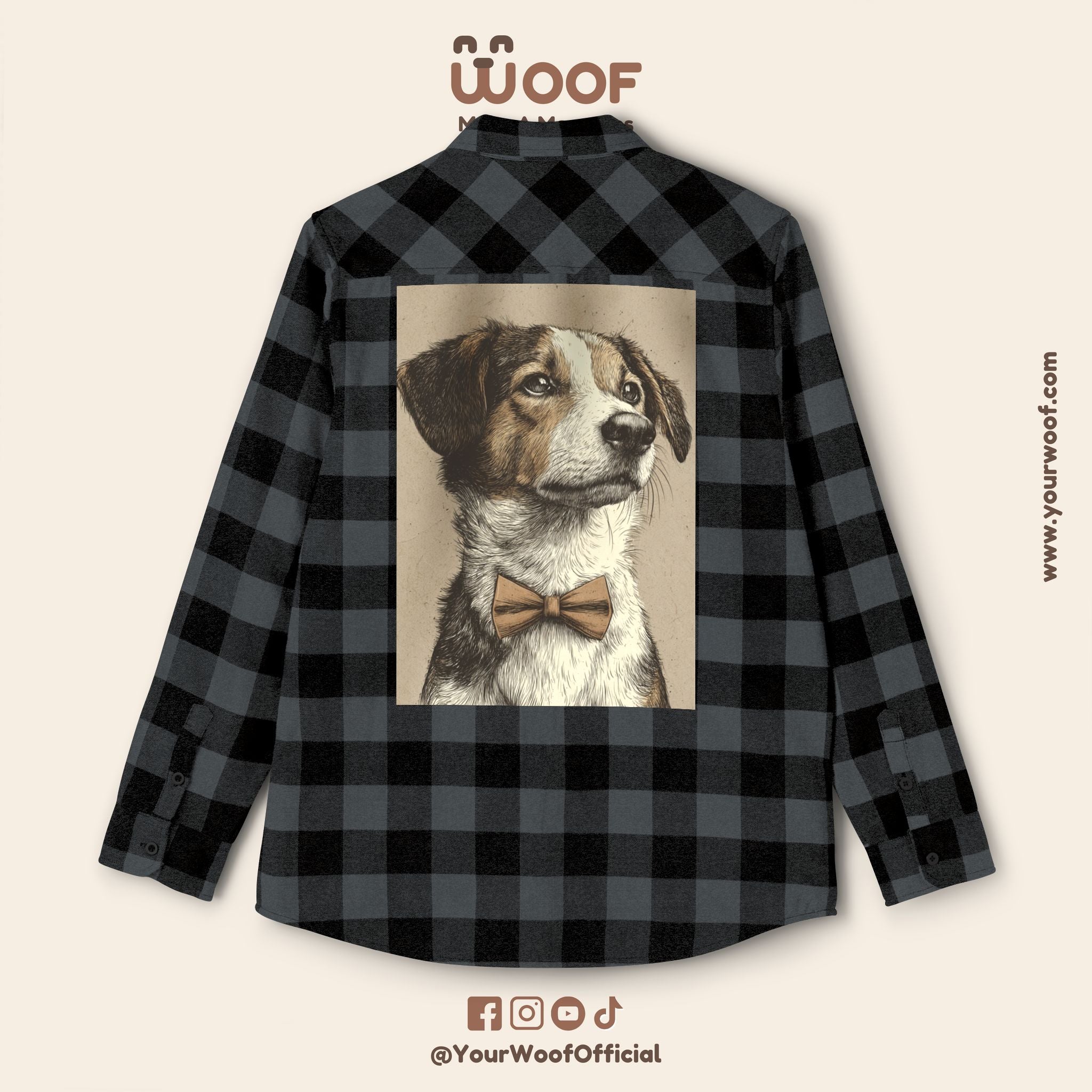 Woof Unisex Flannel Shirt, Dog Lover Apparel, Cozy Flannel, Pet Gift, Casual Wear, Outdoor Adventure, Fall Fashion