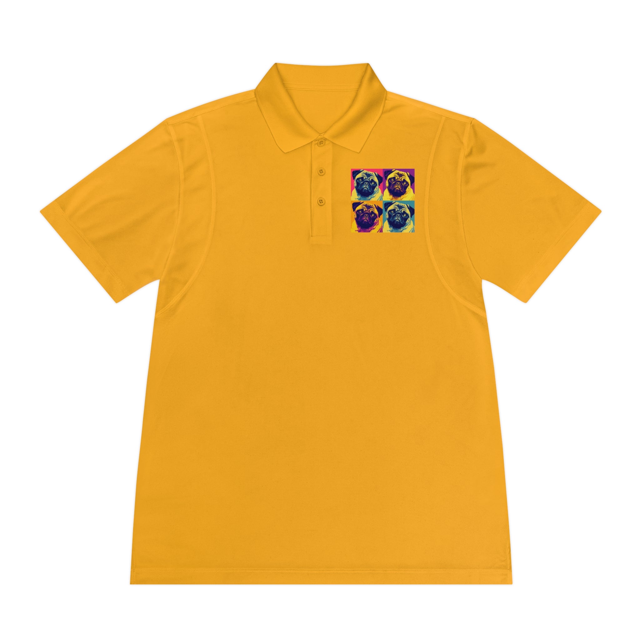 Men's Sport Polo Shirt with Colorful Pug Design, Fun Casual Wear, Dog Lover Gift, Unique Sports Polo, Stylish Outdoor Apparel