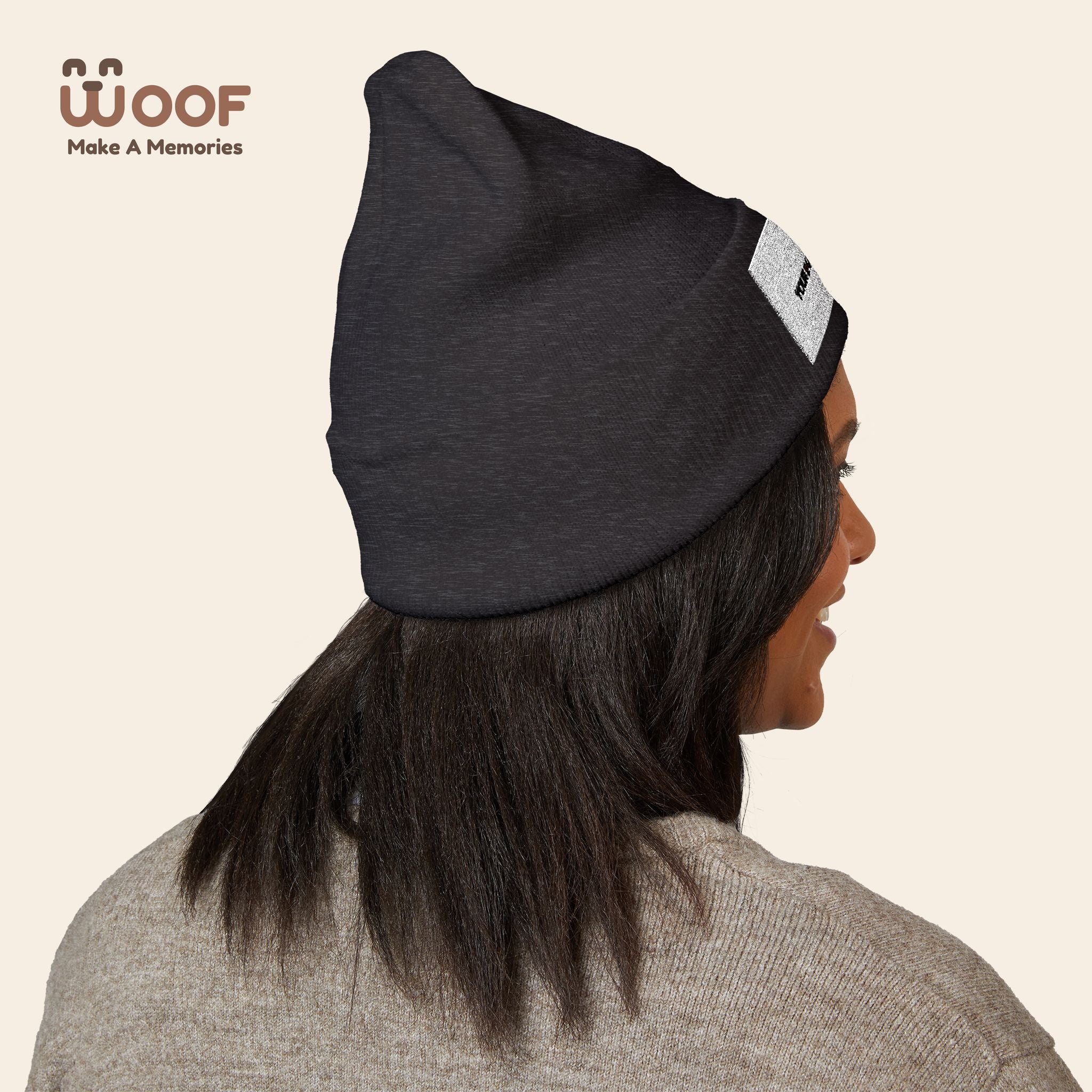 Classic Cuffed Beanie with 'Woof' Embroidery - Perfect for Dog Lovers, Winter Wear, Gift for Pet Owners, Cozy Accessory, Everyday Style