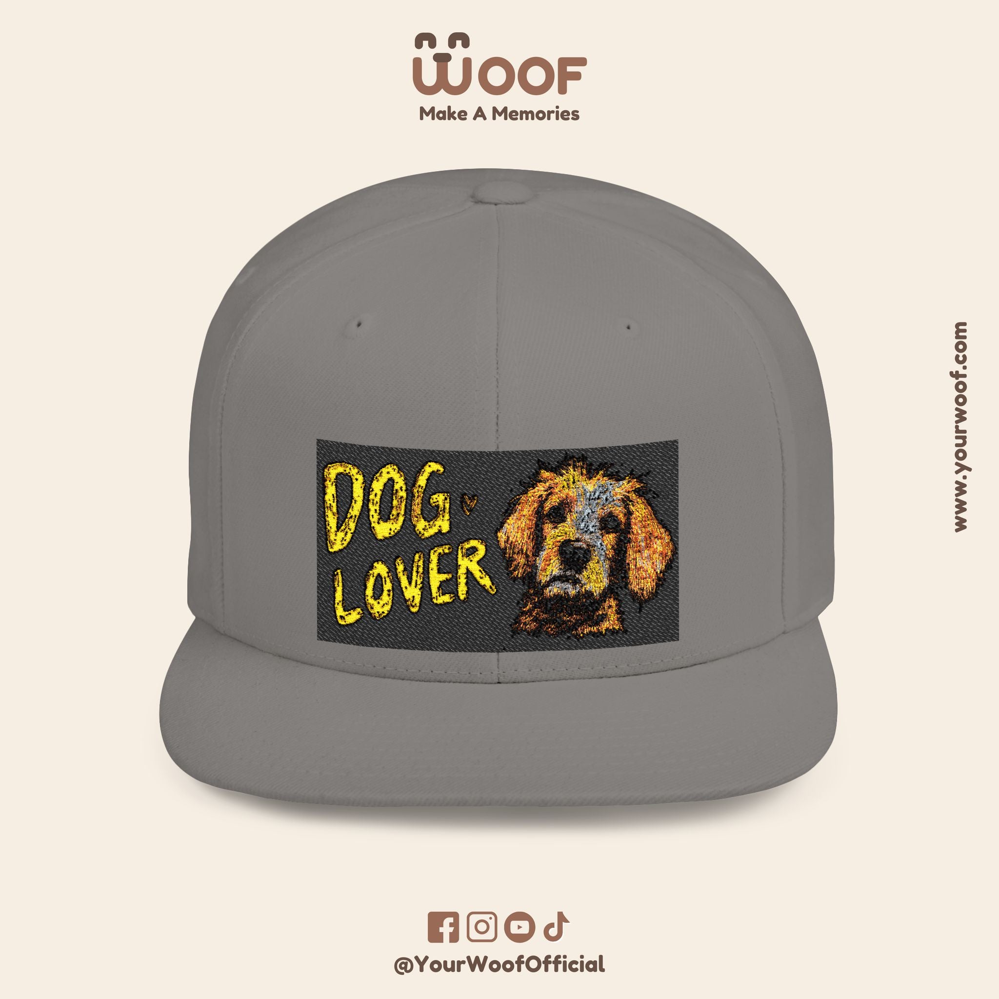 Dog Lover Flat Bill Snapback Hat, Casual Cap for Pet Owners, Dog Gift, Adjustable Hat, Fashion Accessory for Animal Lovers