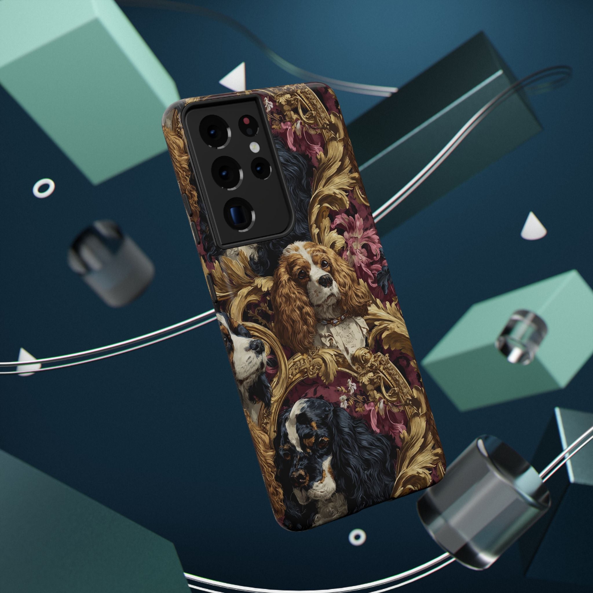 Elegant Pet Portrait Phone Case – Floral Design, Dog Lover Gift, Durable Phone Cover, Unique Art Case, Stylish Accessory
