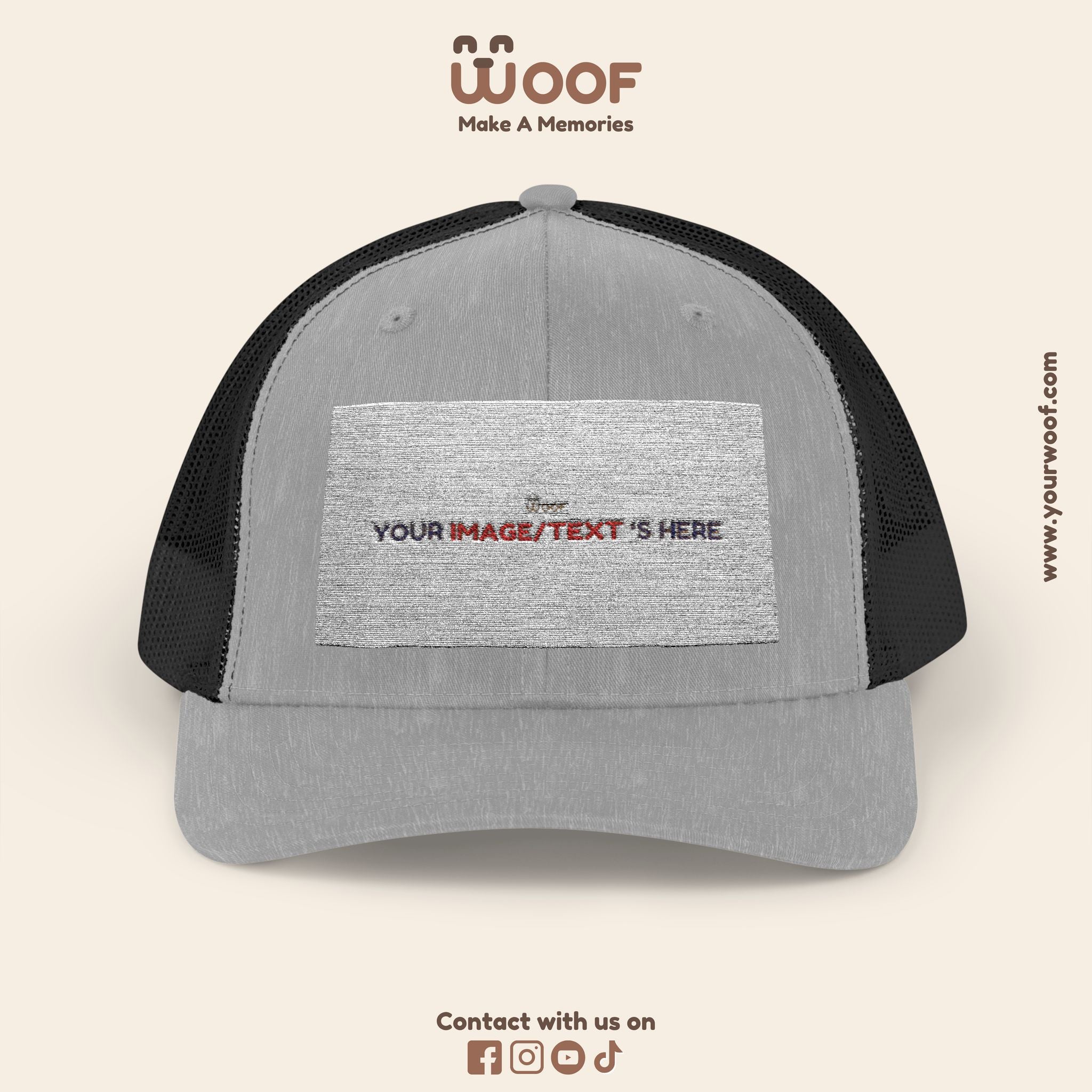 Woof Snapback Trucker Cap - Pet Lovers Gift, Dog Mom Hat, Casual Outdoor Accessory, Fun Pet Apparel, Unique Dog Dad Gift