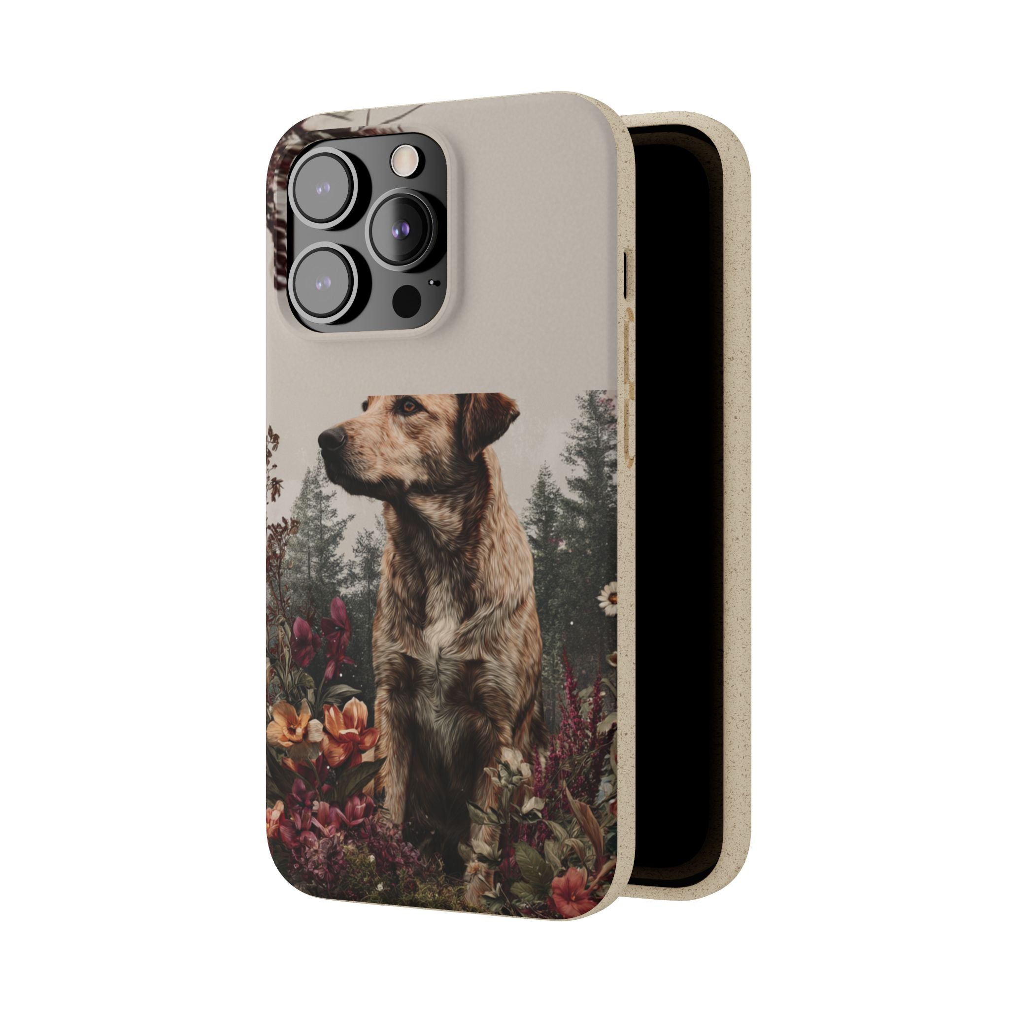 Eco-Friendly Dog Lover Biodegradable Phone Case - Floral Design