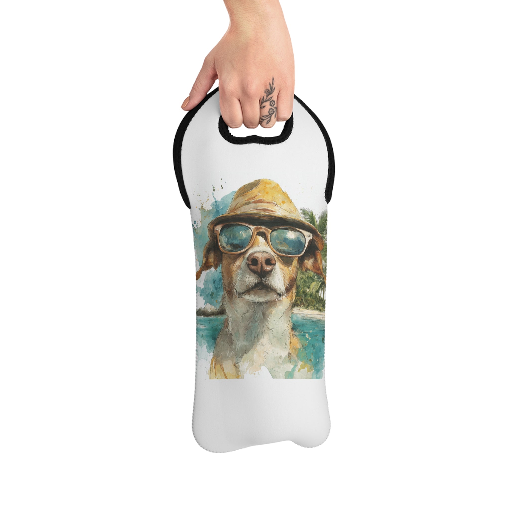 Chic Wine Tote Bag with Dog Design | Perfect Gift for Dog Lovers, Summer Picnics, Beach Days, and Wine Enthusiasts