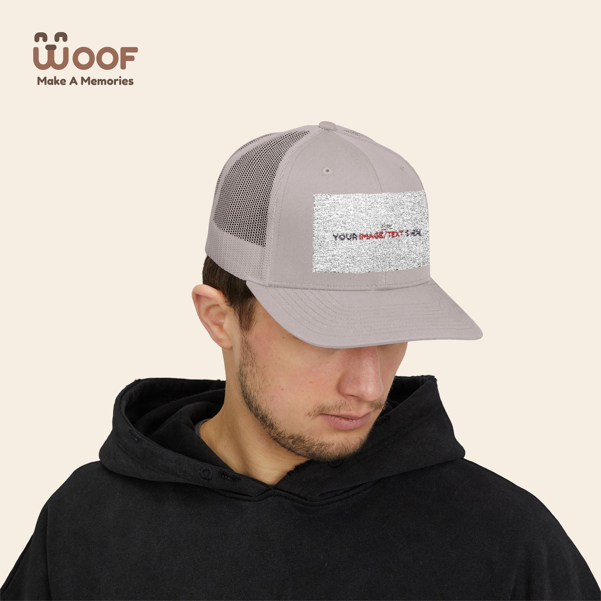 Woof Snapback Trucker Cap - Pet Lovers Gift, Dog Mom Hat, Casual Outdoor Accessory, Fun Pet Apparel, Unique Dog Dad Gift