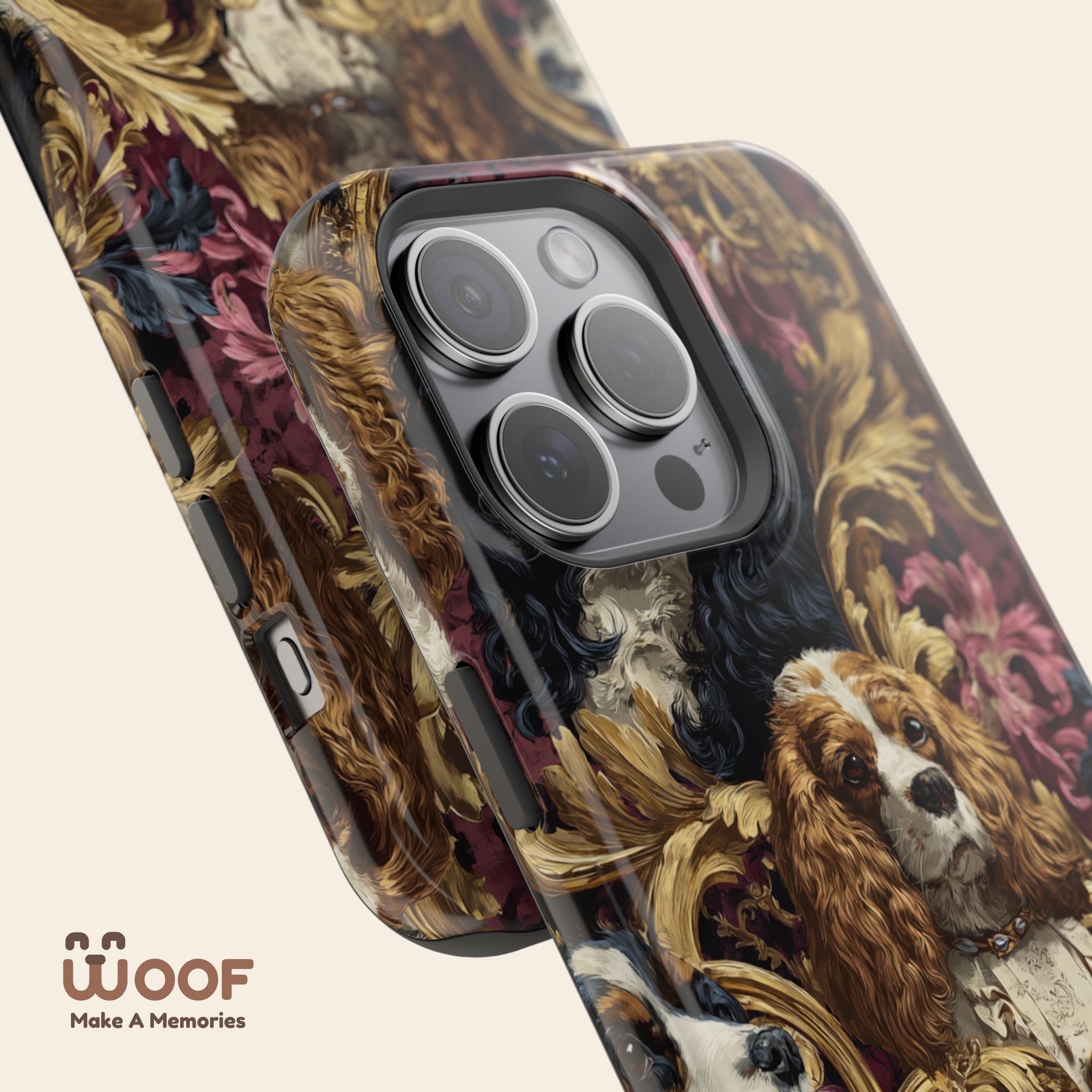 Elegant Pet Portrait Phone Case – Floral Design, Dog Lover Gift, Durable Phone Cover, Unique Art Case, Stylish Accessory