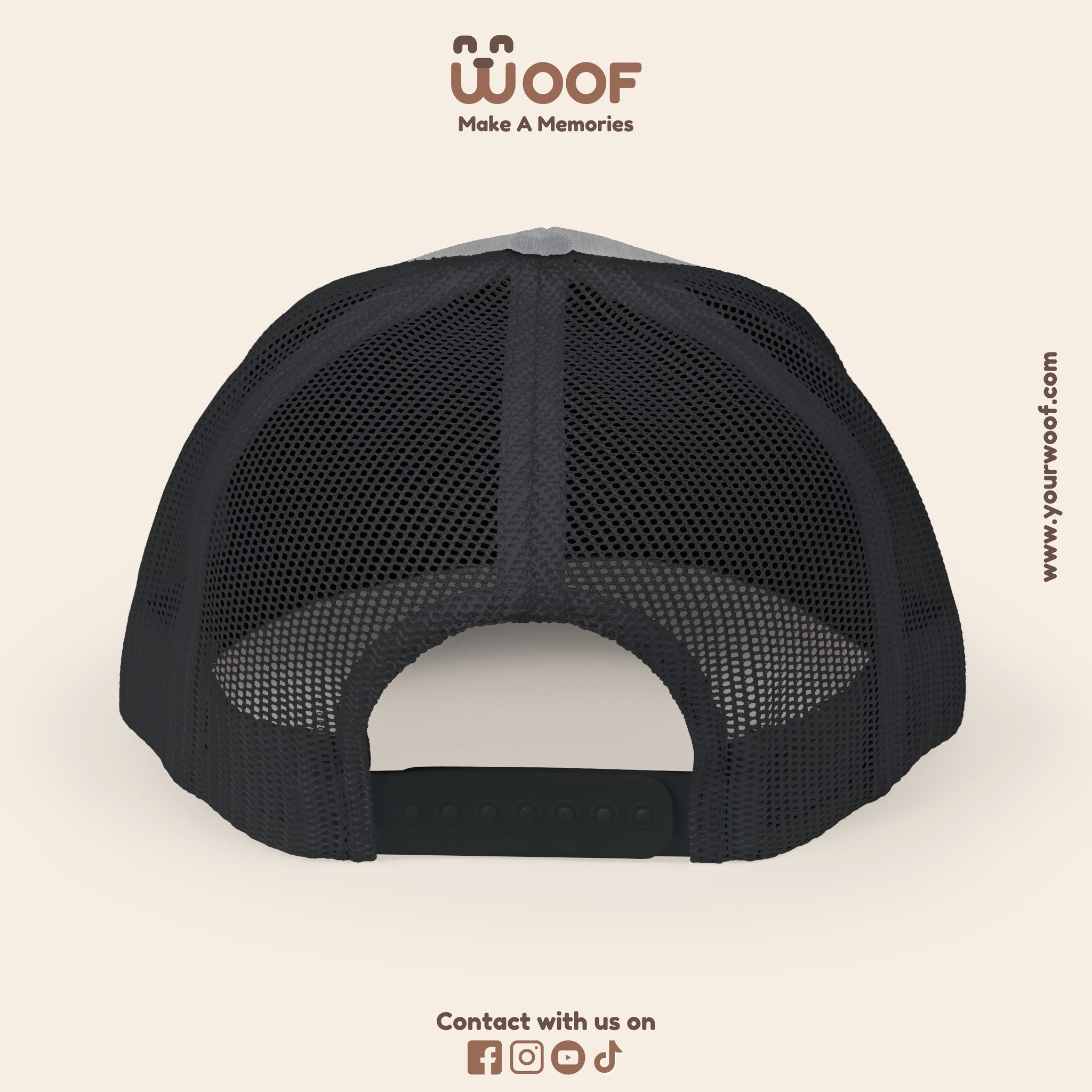 Woof Snapback Trucker Cap - Pet Lovers Gift, Dog Mom Hat, Casual Outdoor Accessory, Fun Pet Apparel, Unique Dog Dad Gift