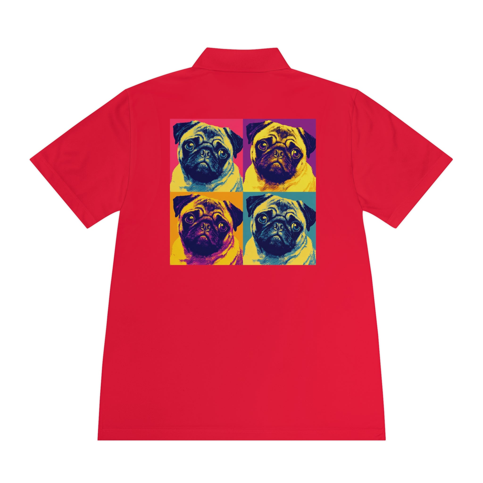 Men's Sport Polo Shirt with Colorful Pug Design, Fun Casual Wear, Dog Lover Gift, Unique Sports Polo, Stylish Outdoor Apparel