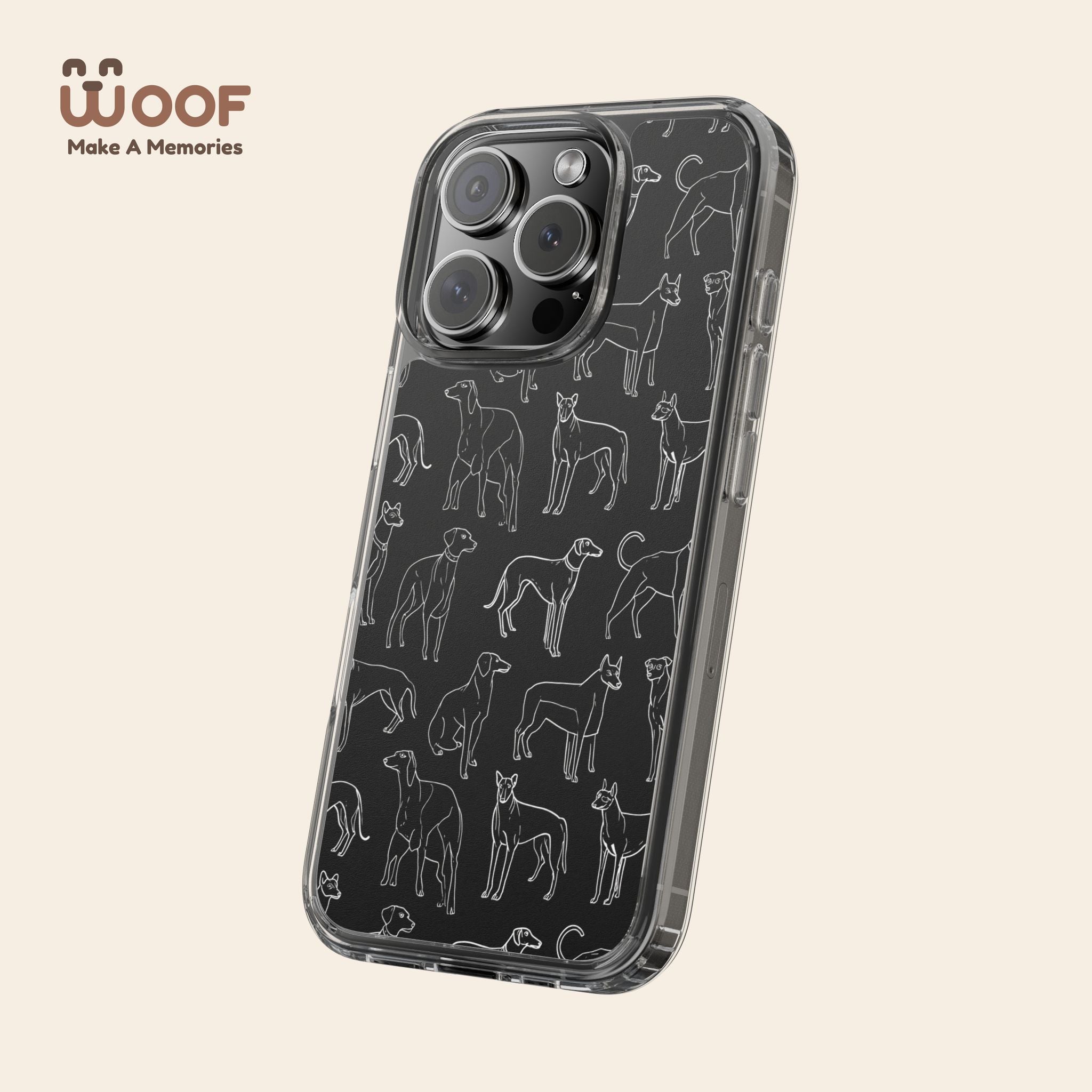 Stylish Dog Print Clear Phone Case, Pet Lover Gift, Customizable Clear Cases, Dog Owner Accessories, Cute Phone Covers