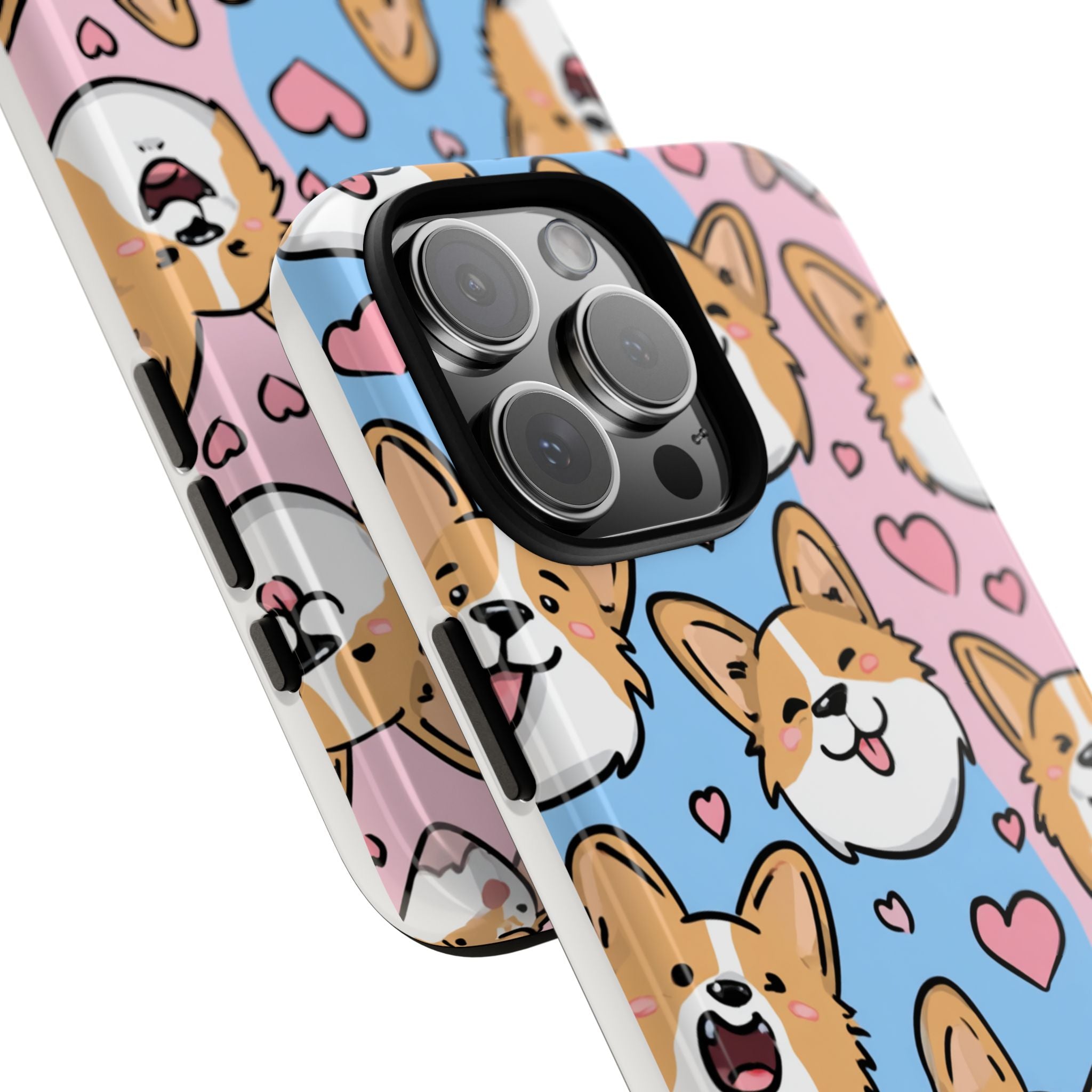 Cute Corgi Phone Case – Fun & Playful Protection with Love Hearts