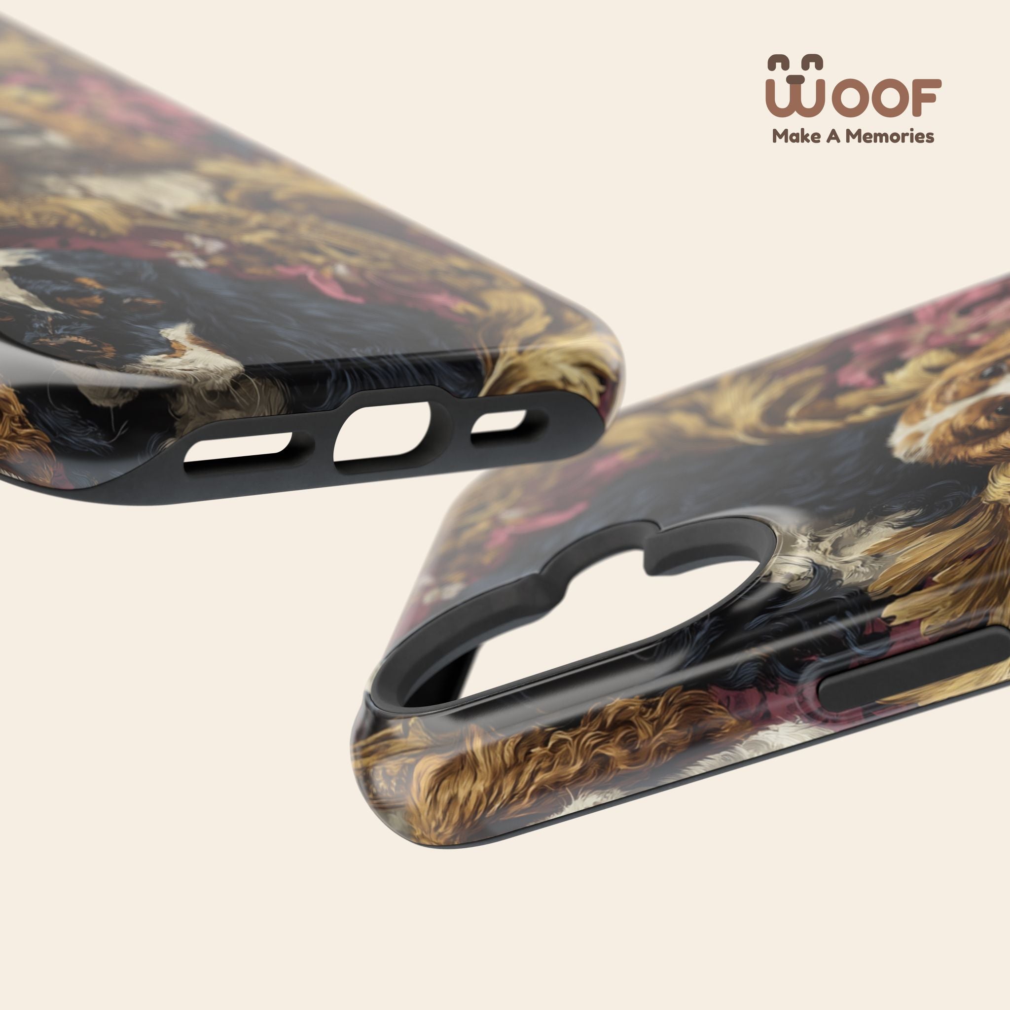 Elegant Pet Portrait Phone Case – Floral Design, Dog Lover Gift, Durable Phone Cover, Unique Art Case, Stylish Accessory
