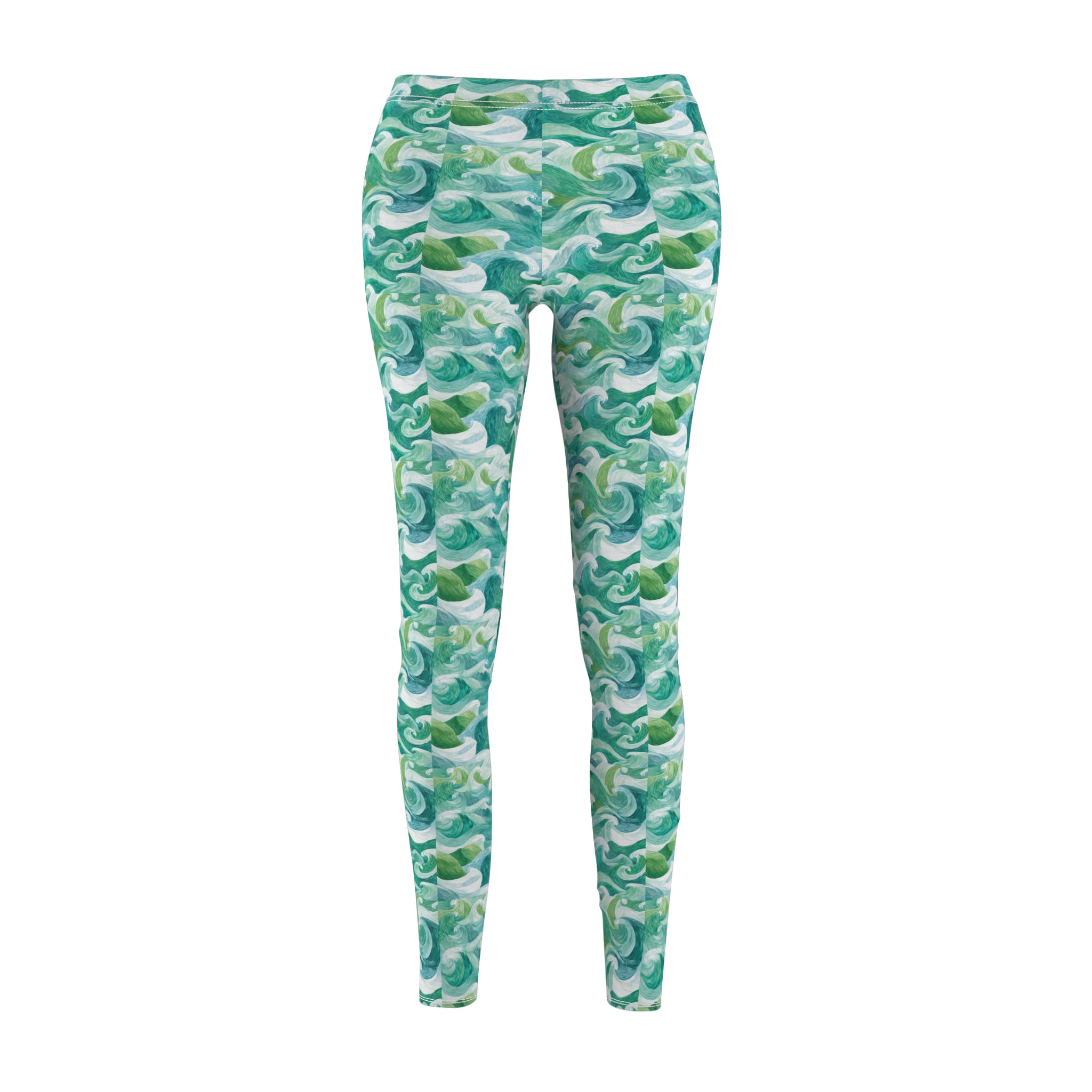 Women's Casual Leggings - Ocean Wave Print, Activewear, Yoga Pants, Athleisure, Exercise, Beachwear