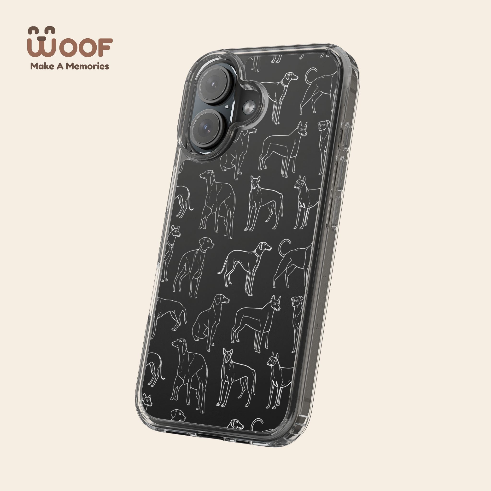 Stylish Dog Print Clear Phone Case, Pet Lover Gift, Customizable Clear Cases, Dog Owner Accessories, Cute Phone Covers