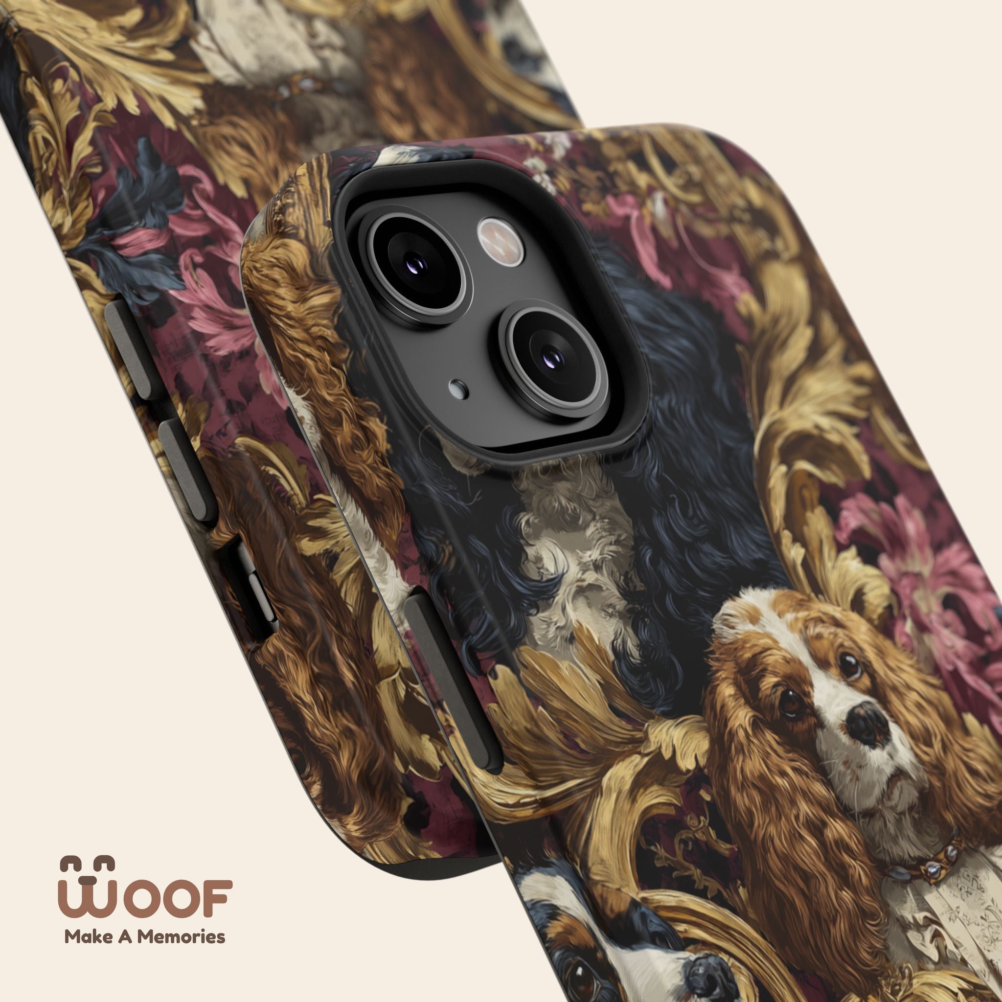 Elegant Pet Portrait Phone Case – Floral Design, Dog Lover Gift, Durable Phone Cover, Unique Art Case, Stylish Accessory