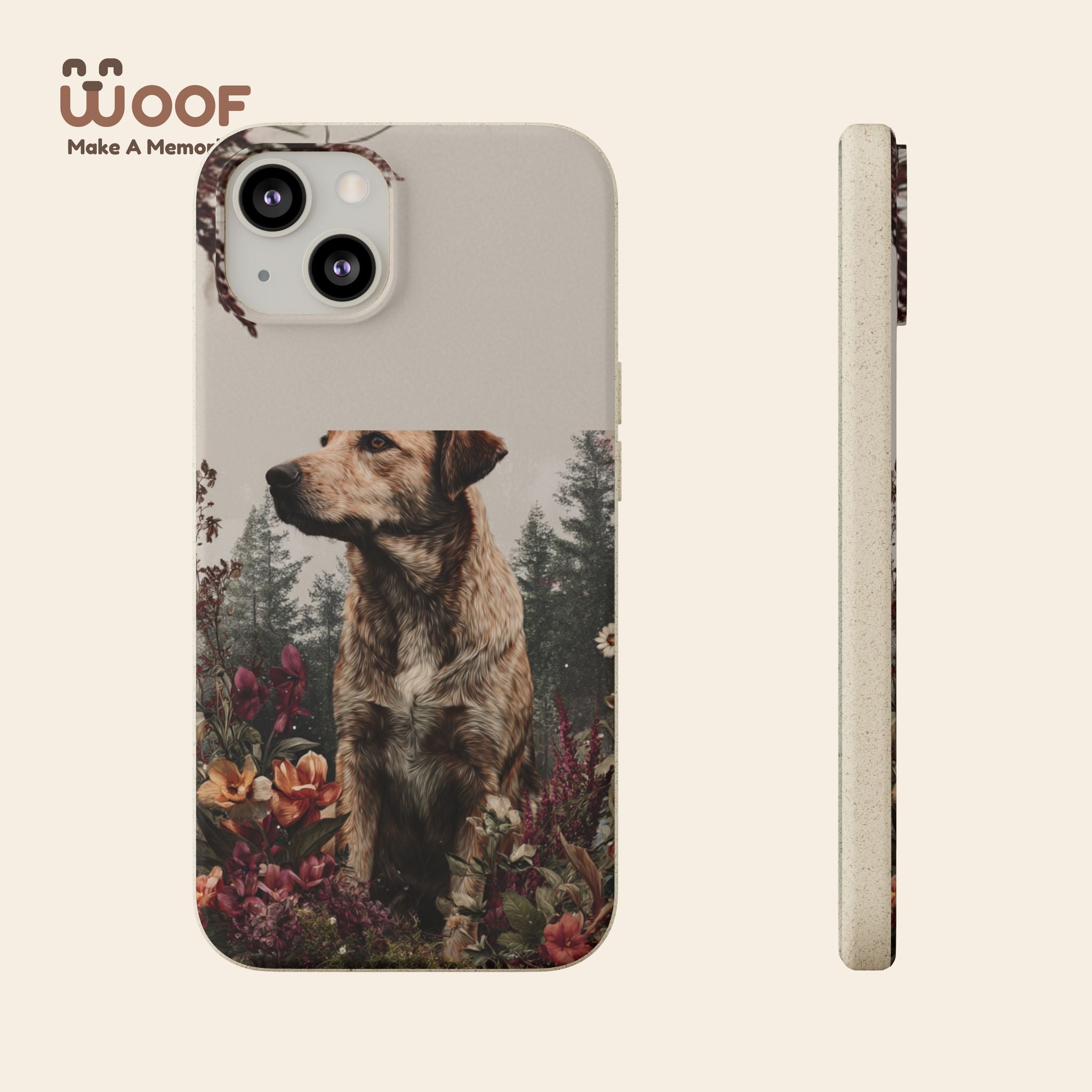 Eco-Friendly Dog Lover Biodegradable Phone Case - Floral Design