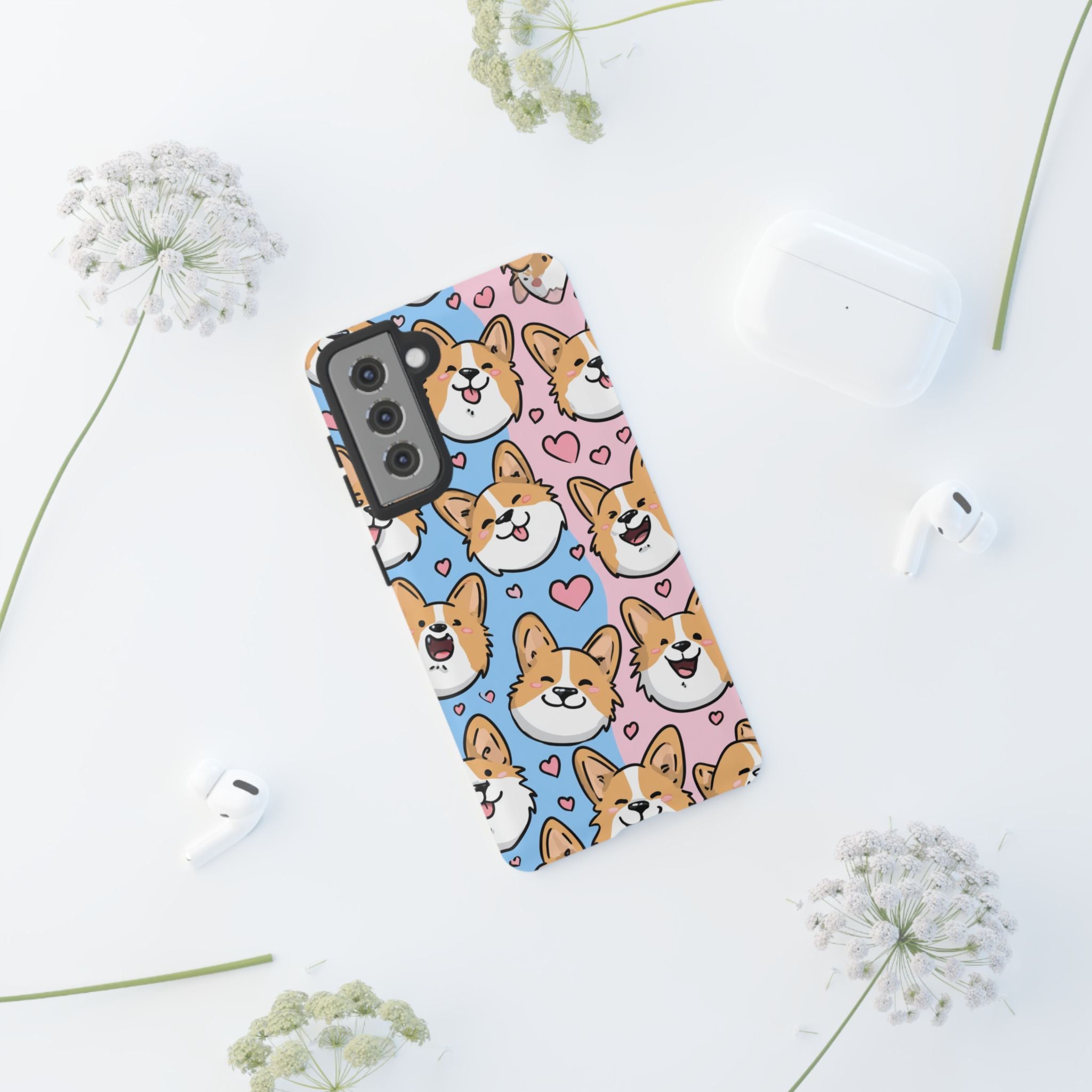 Cute Corgi Phone Case – Fun & Playful Protection with Love Hearts
