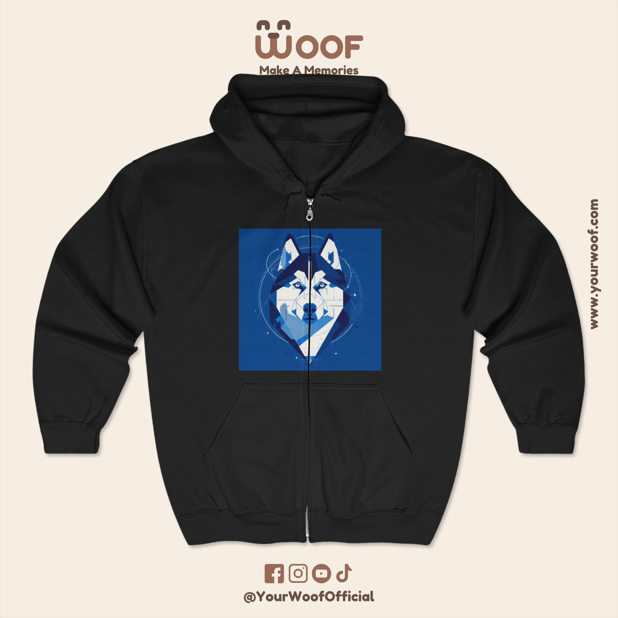 Wolf Design Full Zip Hoodie - Cozy & Stylish Outerwear