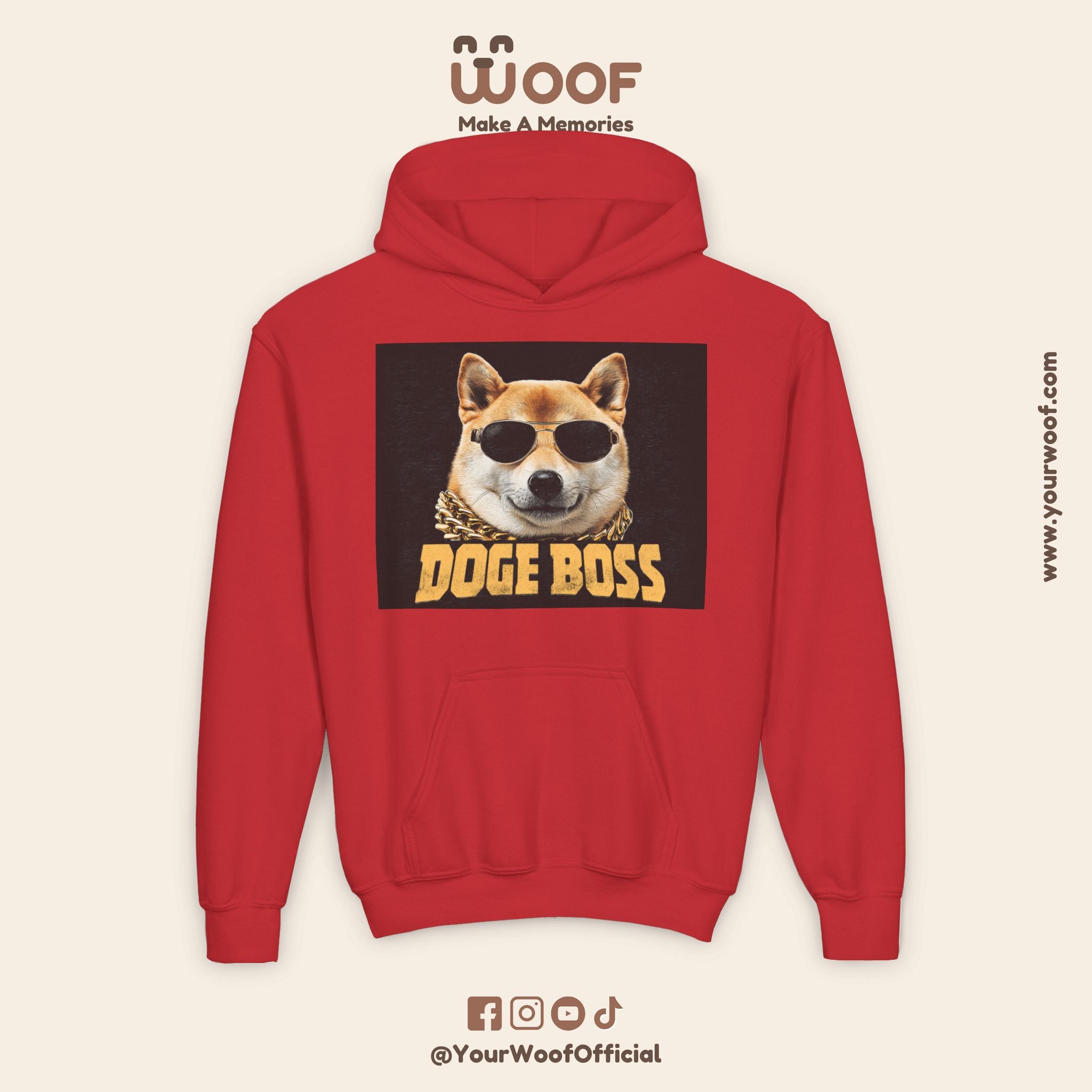 Youth Doge Boss Sweatshirt, Funny Dog Hoodie, Cool Gift for Dog Lovers, Youth Fashion, Casual Style for Kids