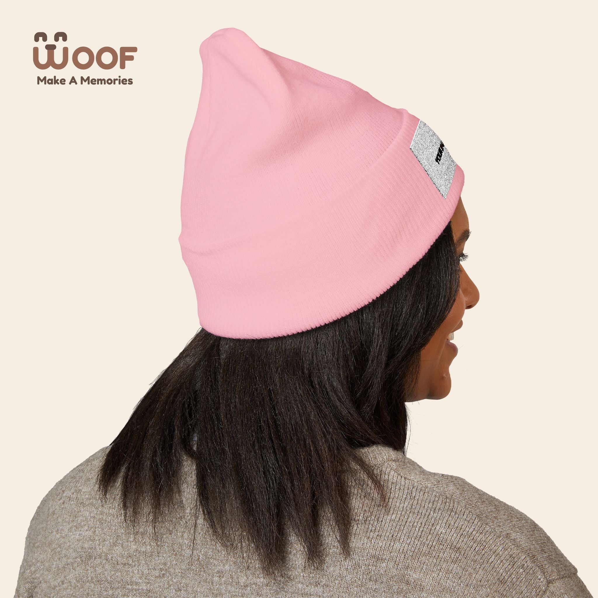 Classic Cuffed Beanie with 'Woof' Embroidery - Perfect for Dog Lovers, Winter Wear, Gift for Pet Owners, Cozy Accessory, Everyday Style
