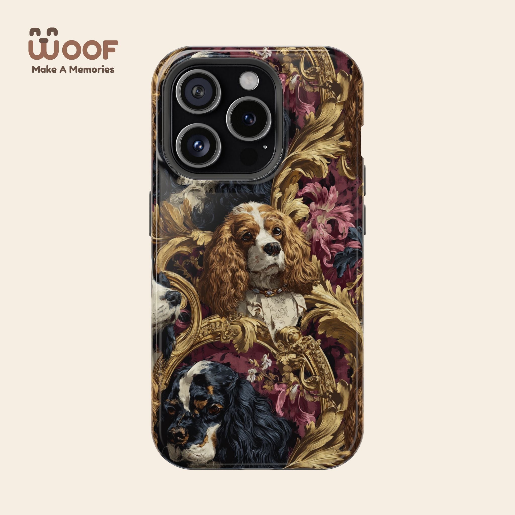Elegant Pet Portrait Phone Case – Floral Design, Dog Lover Gift, Durable Phone Cover, Unique Art Case, Stylish Accessory