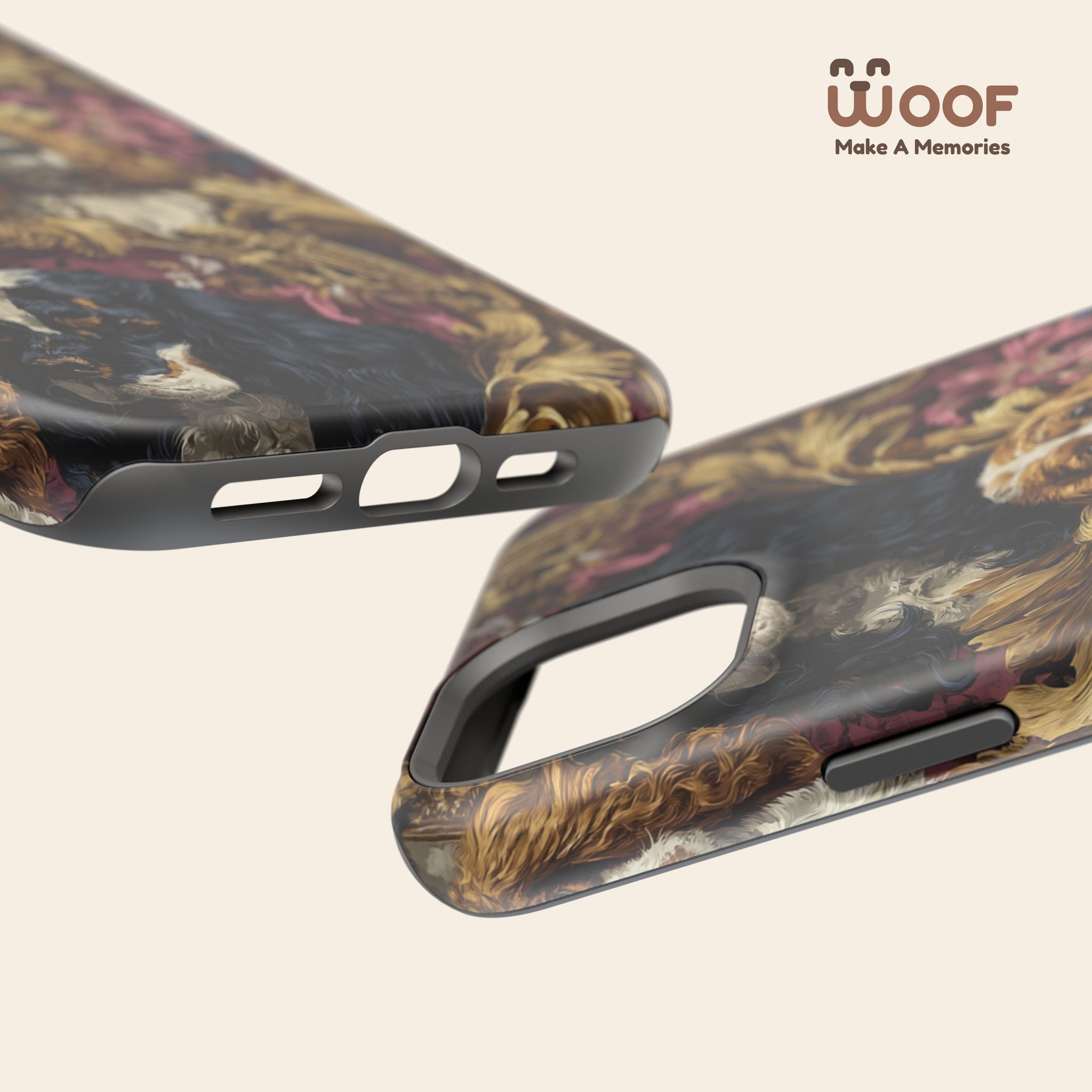 Elegant Pet Portrait Phone Case – Floral Design, Dog Lover Gift, Durable Phone Cover, Unique Art Case, Stylish Accessory