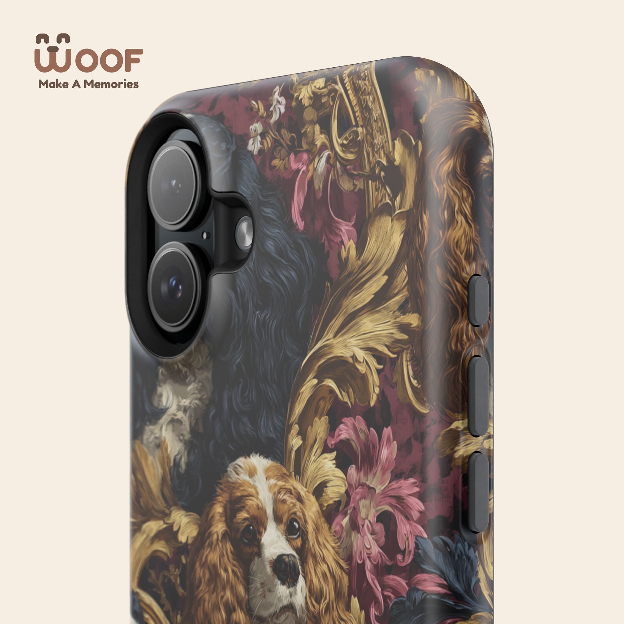 Elegant Pet Portrait Phone Case – Floral Design, Dog Lover Gift, Durable Phone Cover, Unique Art Case, Stylish Accessory