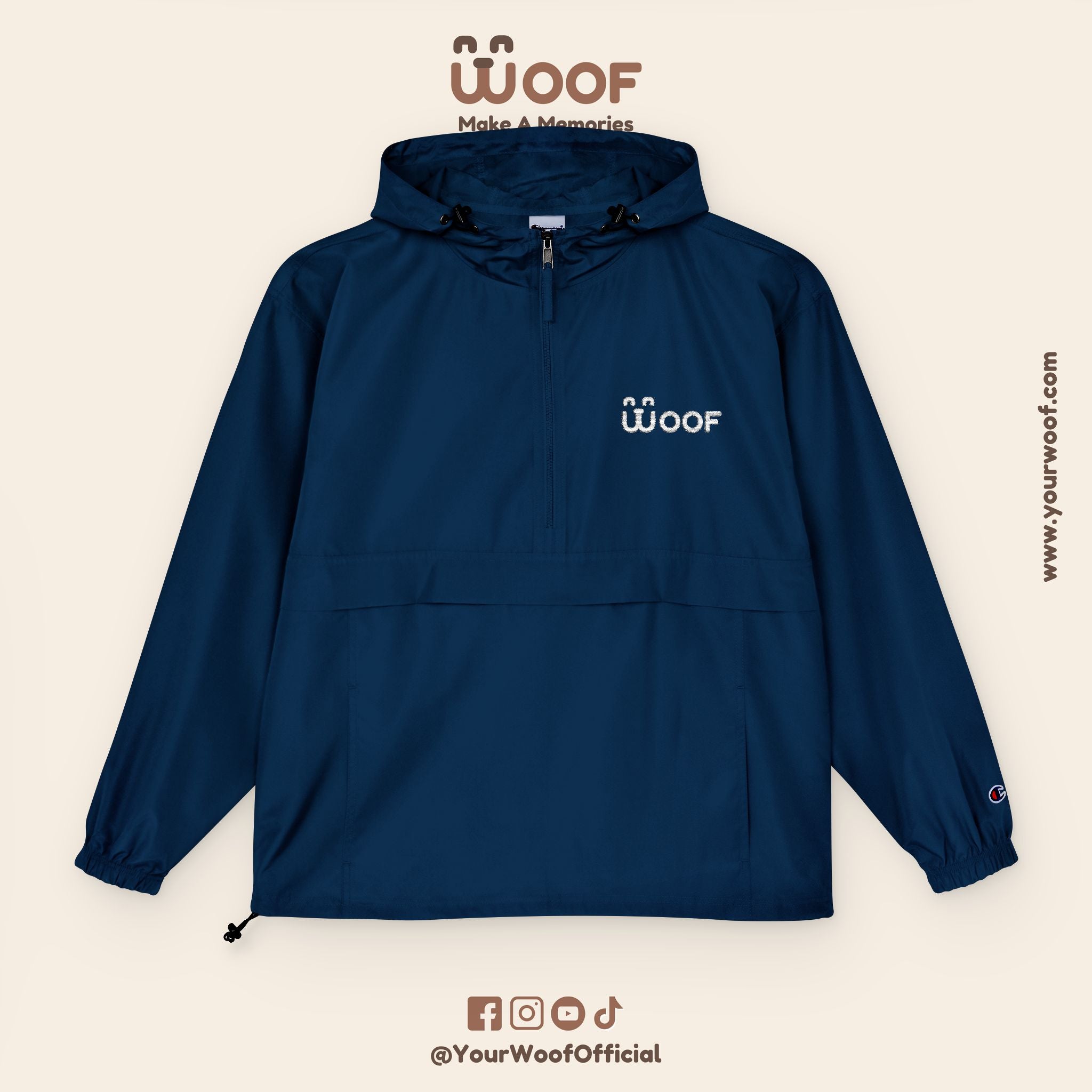 Bright Woof Packable Anorak Jacket, Dog Lover's Gift, Outdoor Adventure Wear, Summer Rain Jacket, Pet Owner Apparel