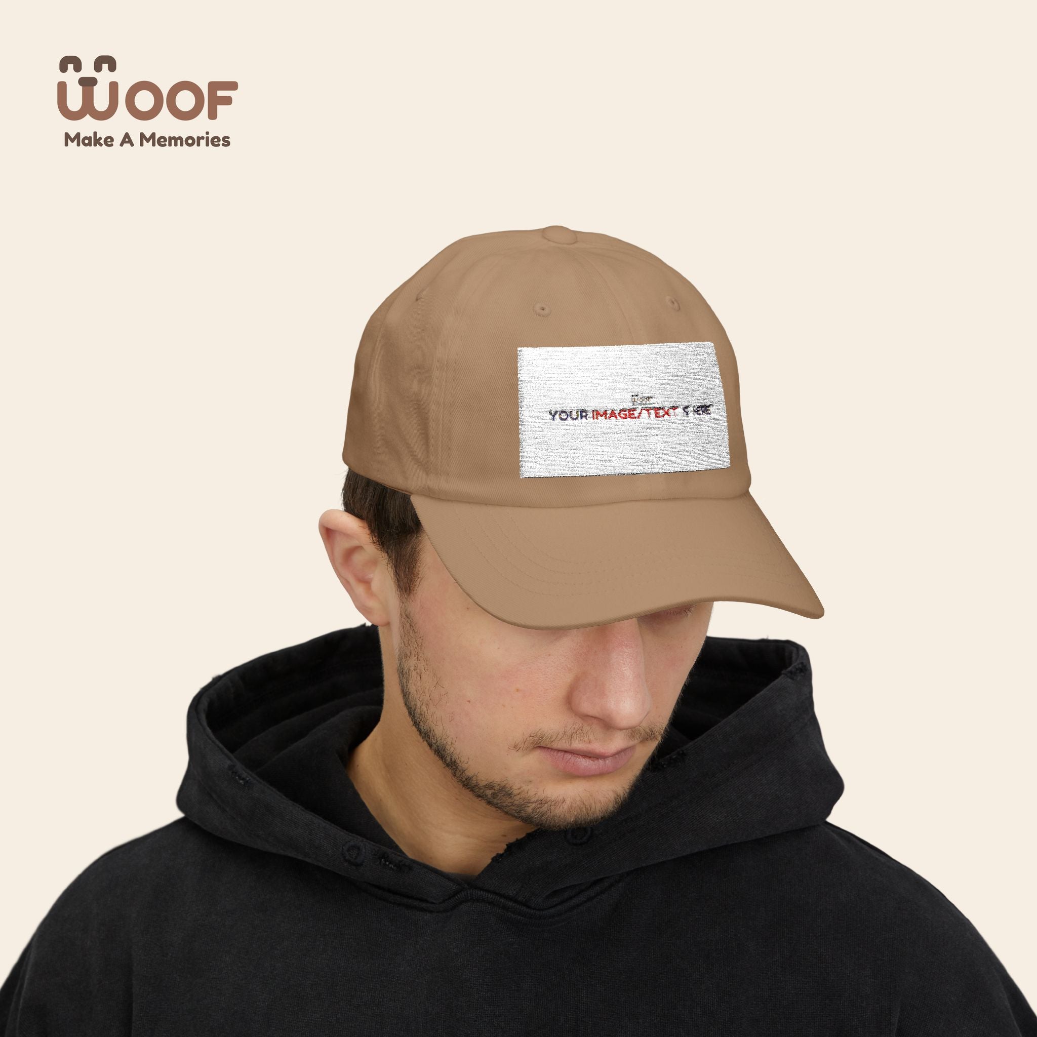 Classic Dad Cap with Woof Design, Adjustable Cap for Dog Lovers, Gift for Pet Owners, Casual Style Hat, Everyday Wear