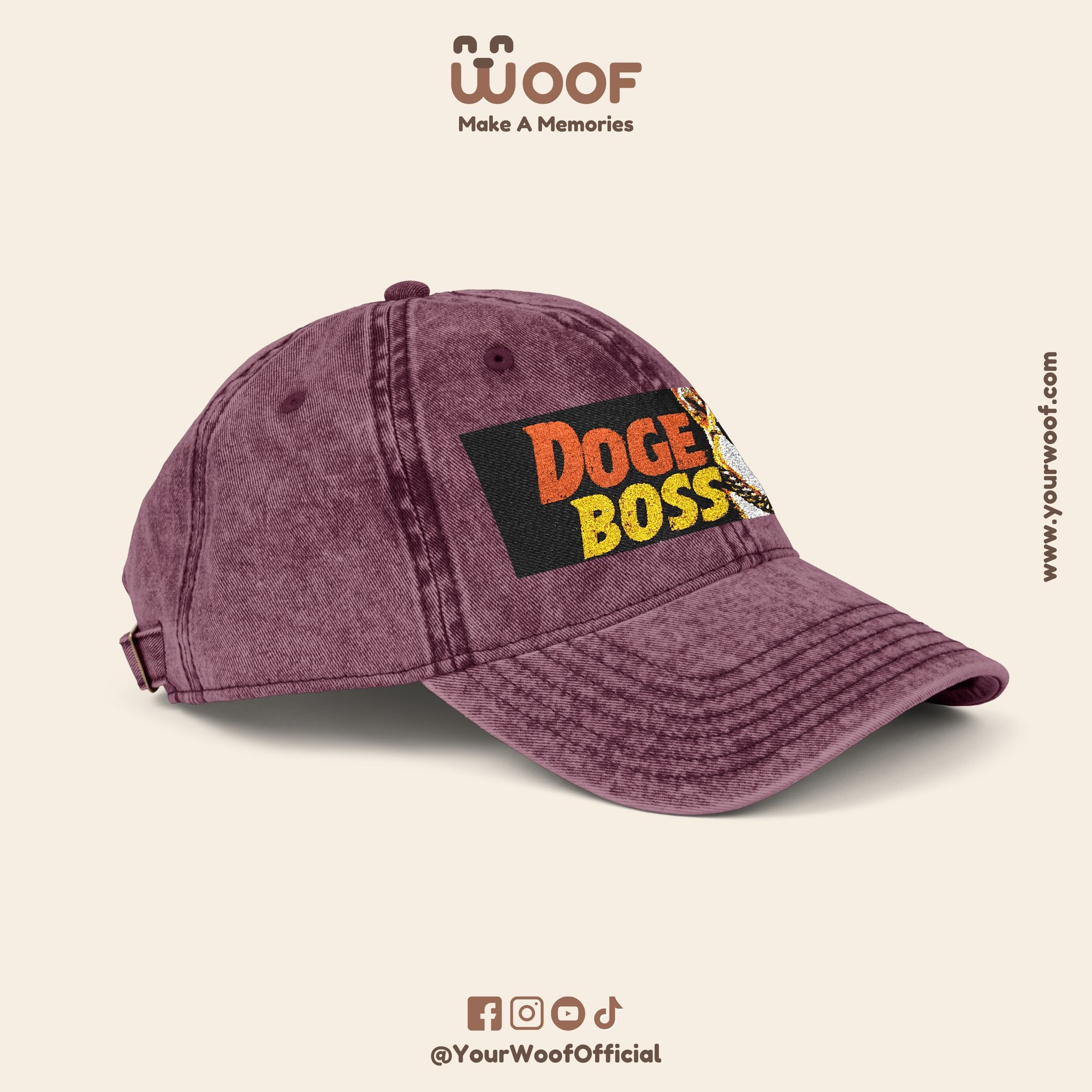 Vintage Doge Boss Cap, Retro Embroidered Hat, Unique Gift for Meme Lovers, Trendy Dad Hat, Cool Casual Accessory