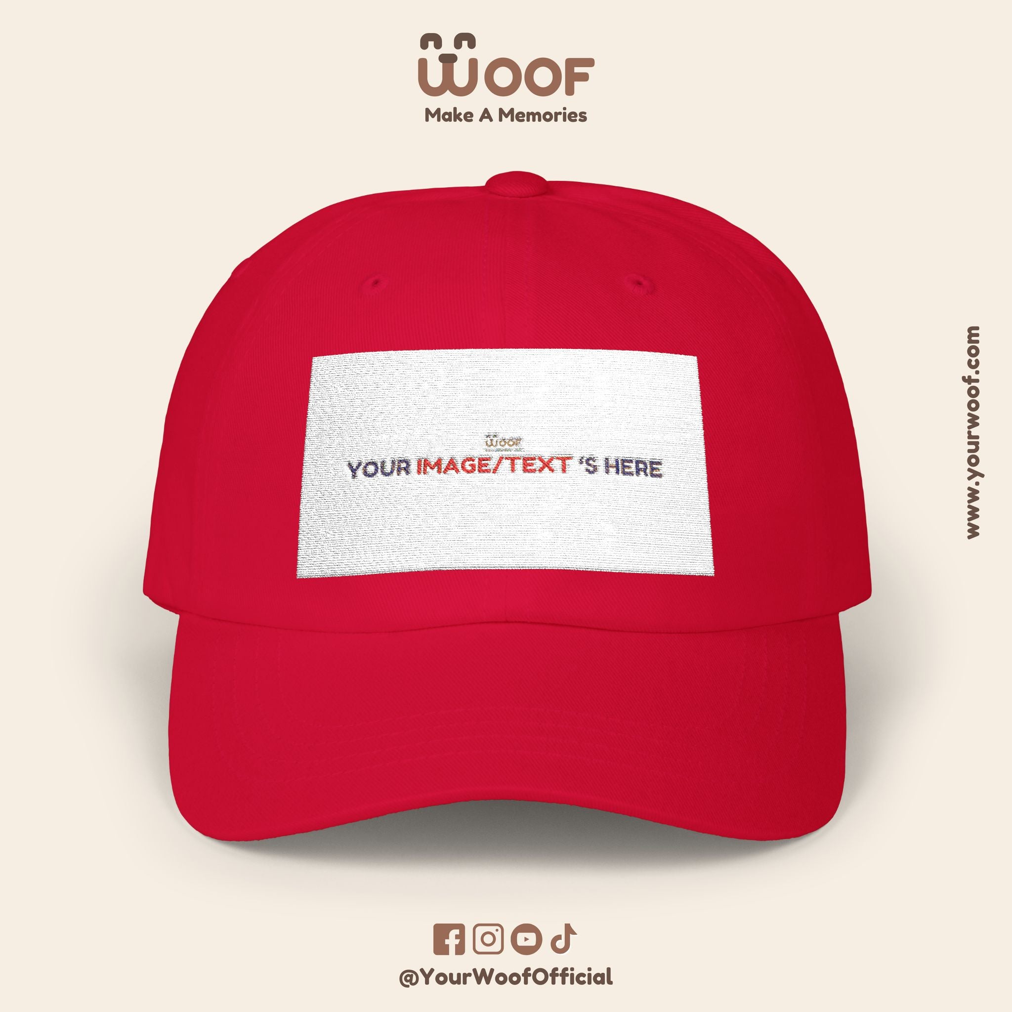 Classic Dad Cap with Woof Design, Adjustable Cap for Dog Lovers, Gift for Pet Owners, Casual Style Hat, Everyday Wear