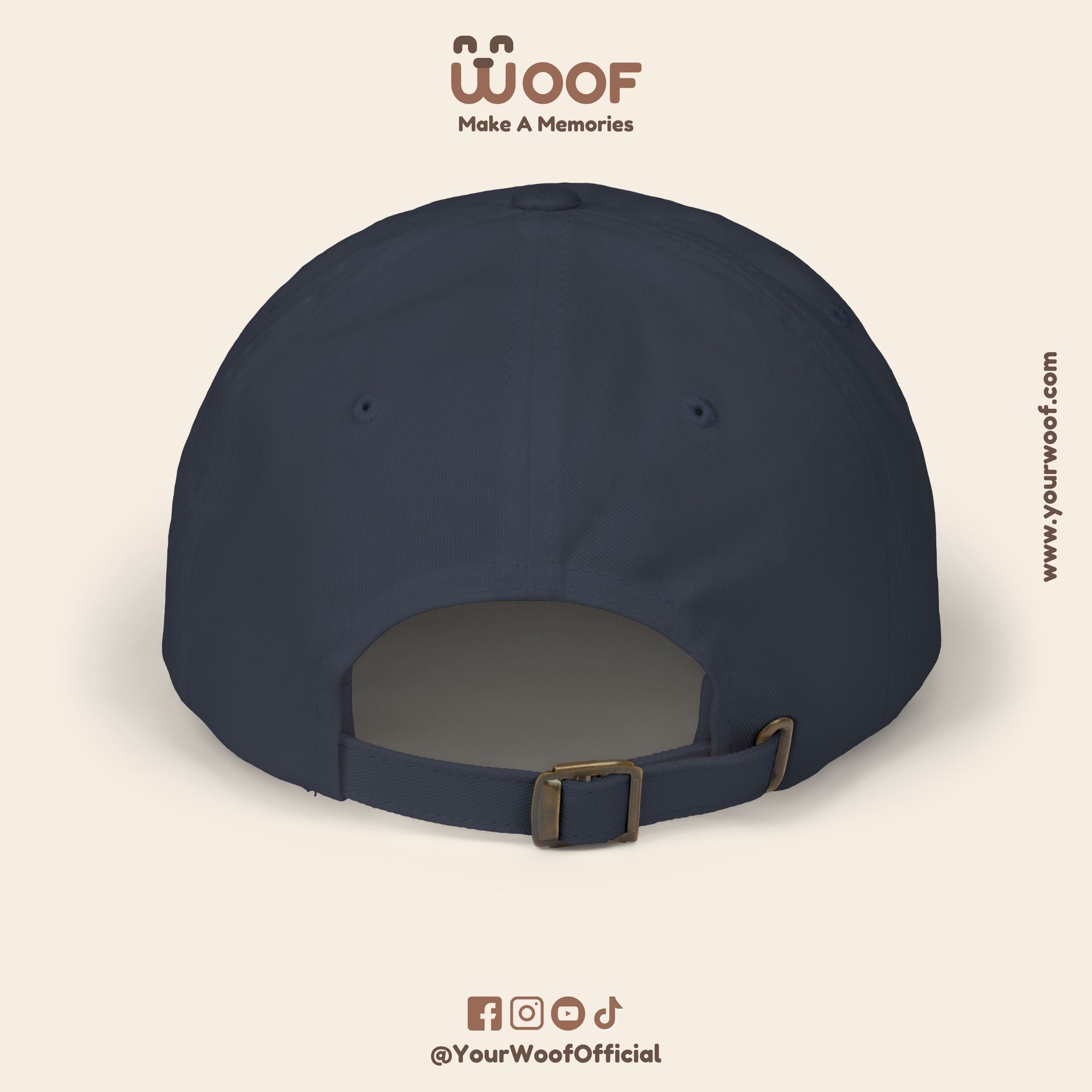 Classic Dad Cap with Woof Design, Adjustable Cap for Dog Lovers, Gift for Pet Owners, Casual Style Hat, Everyday Wear