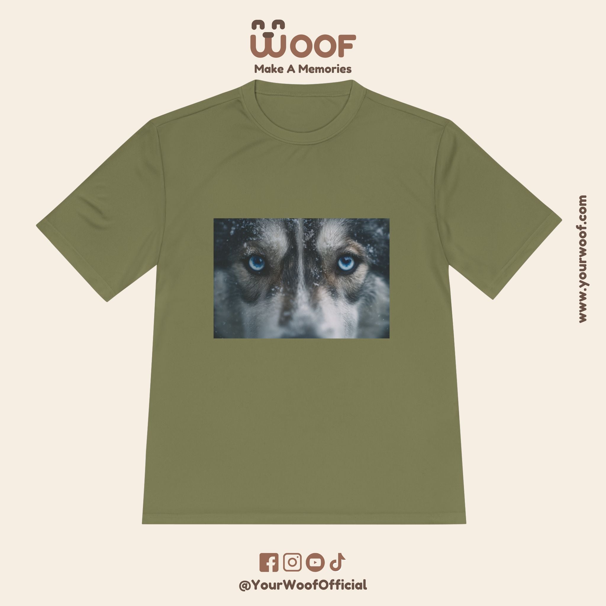 Woof Unisex Moisture Wicking Tee - Dog Lover's Apparel, Perfect for Outdoor Adventures, Pet Days, Gifts for Dog Owners, Cool Summer Wear