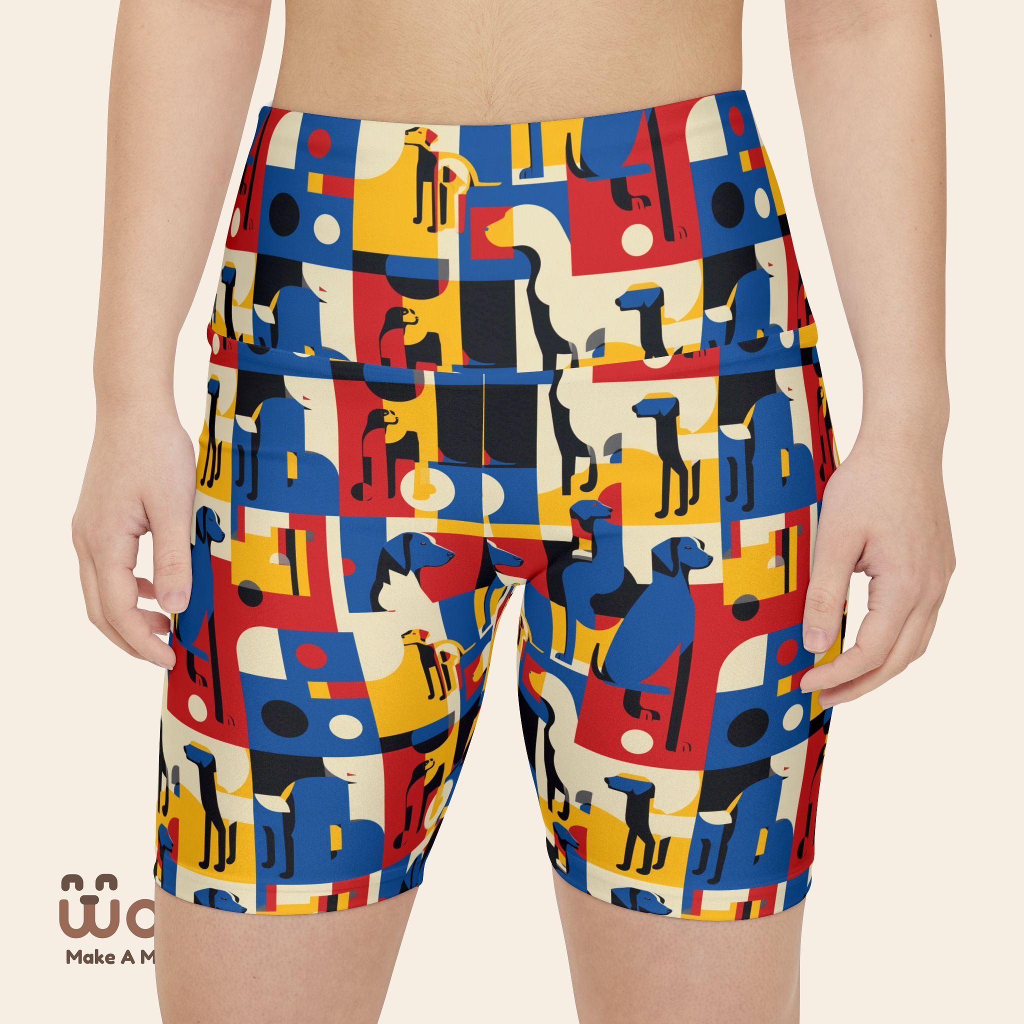 Colorful Dog-Themed Women's Workout Shorts, Activewear, Fitness Apparel, Pet Lover Gift, Cute Gym Shorts, Outdoor Activities