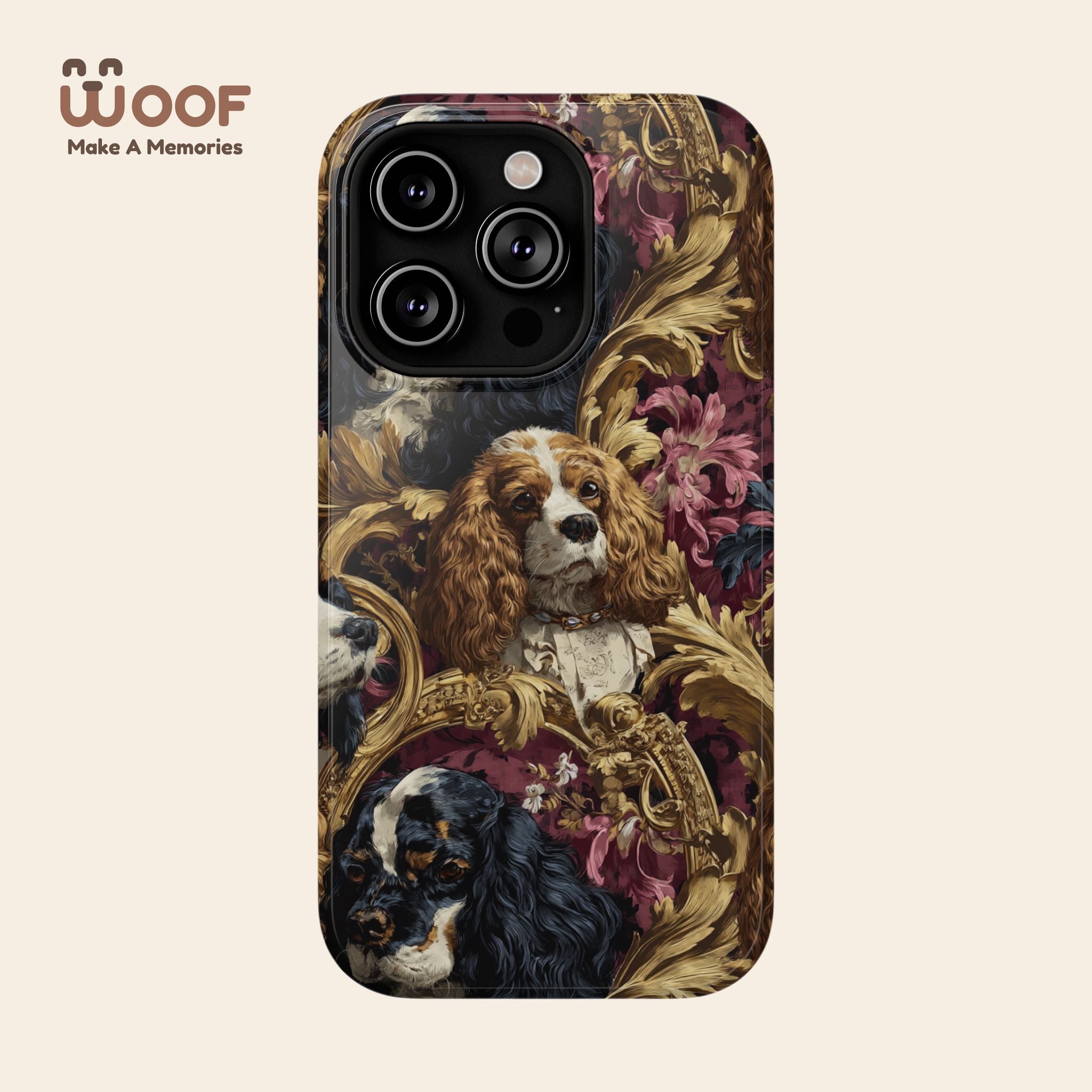 Elegant Pet Portrait Phone Case – Floral Design, Dog Lover Gift, Durable Phone Cover, Unique Art Case, Stylish Accessory