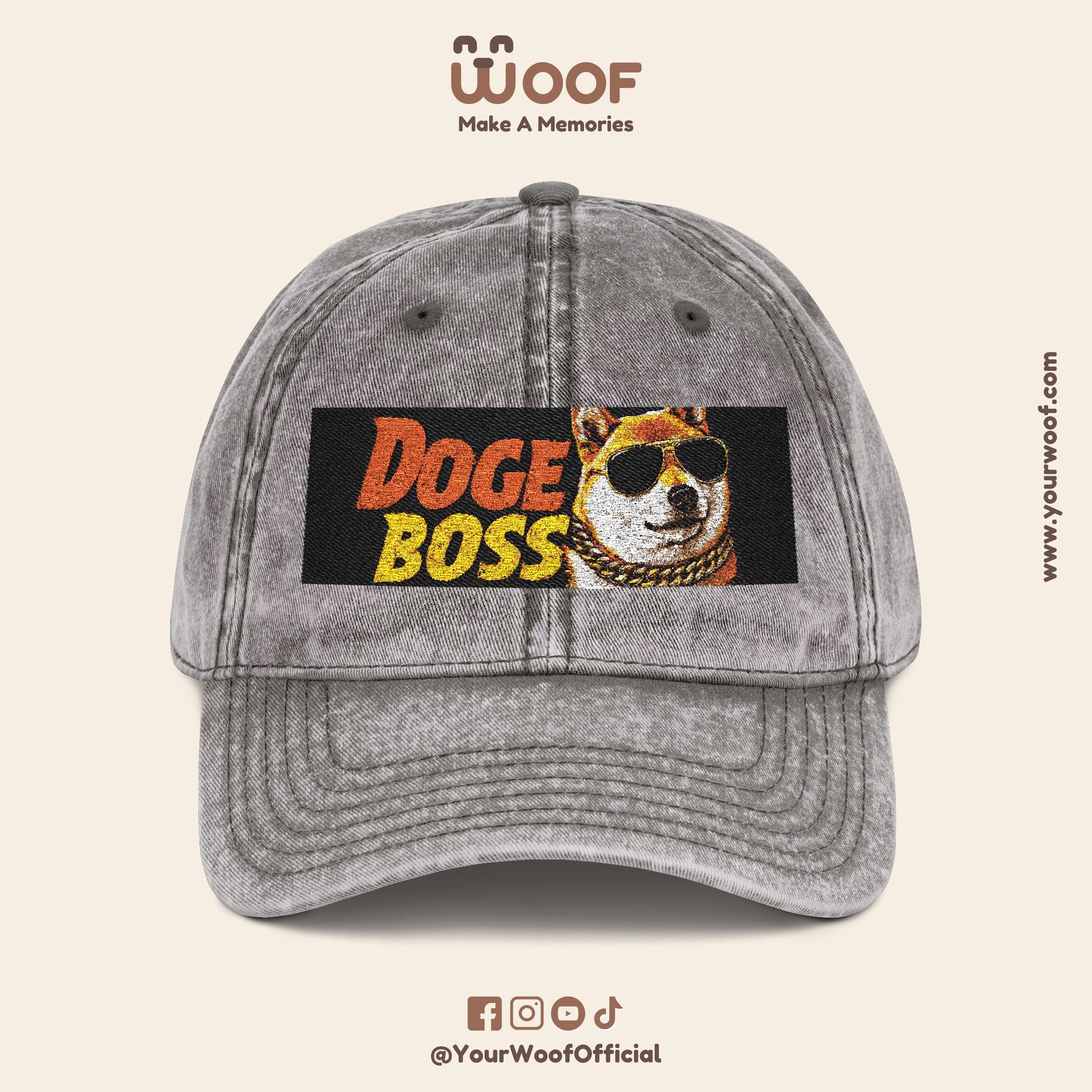 Vintage Doge Boss Cap, Retro Embroidered Hat, Unique Gift for Meme Lovers, Trendy Dad Hat, Cool Casual Accessory