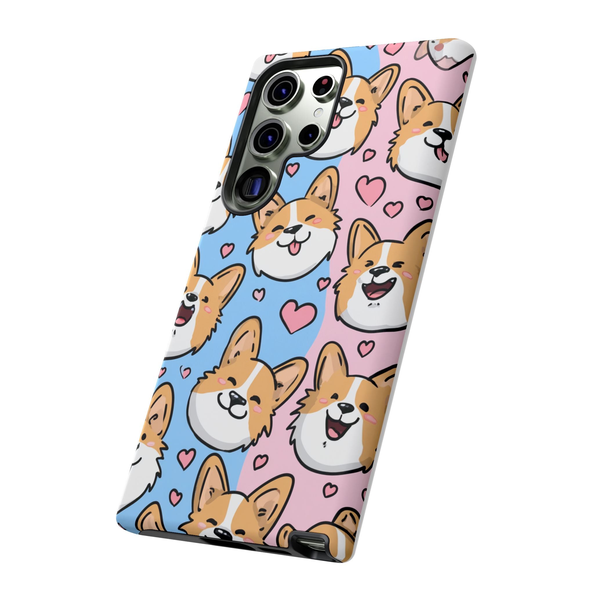 Cute Corgi Phone Case – Fun & Playful Protection with Love Hearts