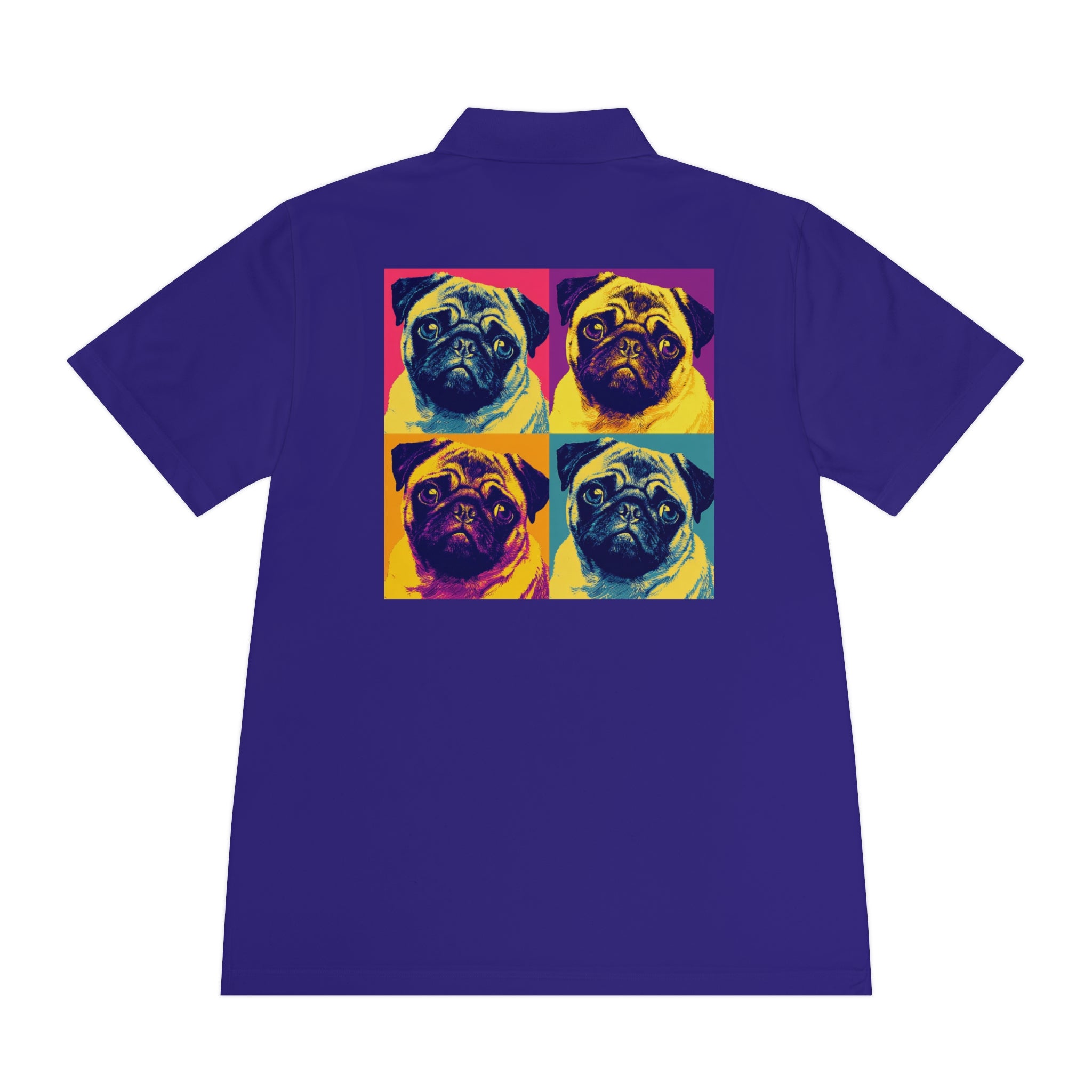 Men's Sport Polo Shirt with Colorful Pug Design, Fun Casual Wear, Dog Lover Gift, Unique Sports Polo, Stylish Outdoor Apparel