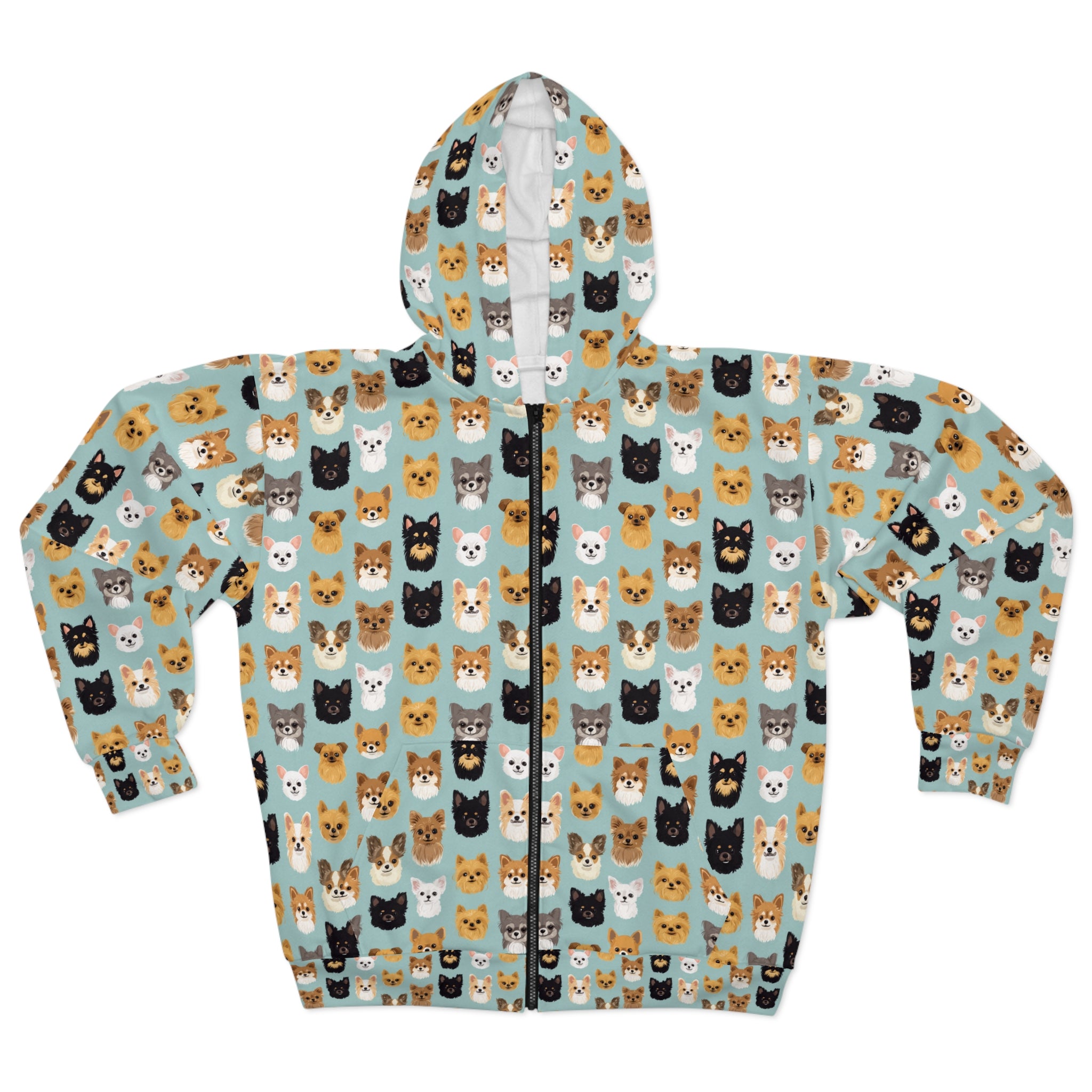 Cute Cat Pattern Unisex Zip Hoodie, Cozy Pet Lover's Sweatshirt, Gift for Cat Lovers, Unique Animal Print Hoodie, Perfect for Everyday Wear