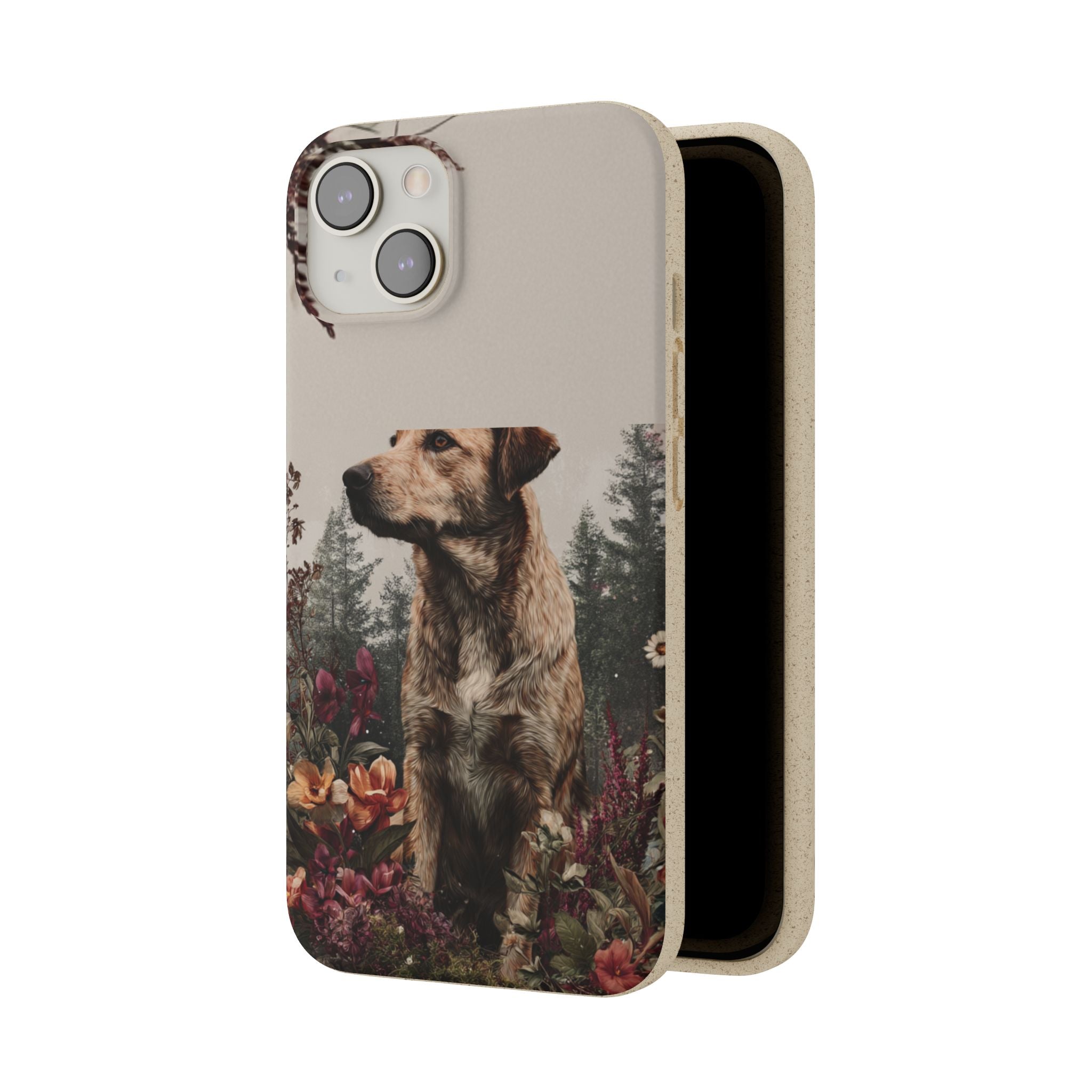 Eco-Friendly Dog Lover Biodegradable Phone Case - Floral Design